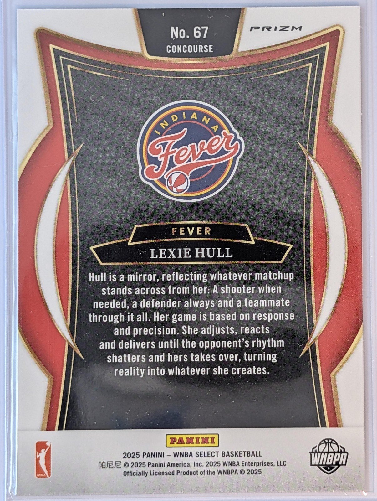 Back of 2025 Panini Select WNBA #67 Lexie Hull Silver Prizms