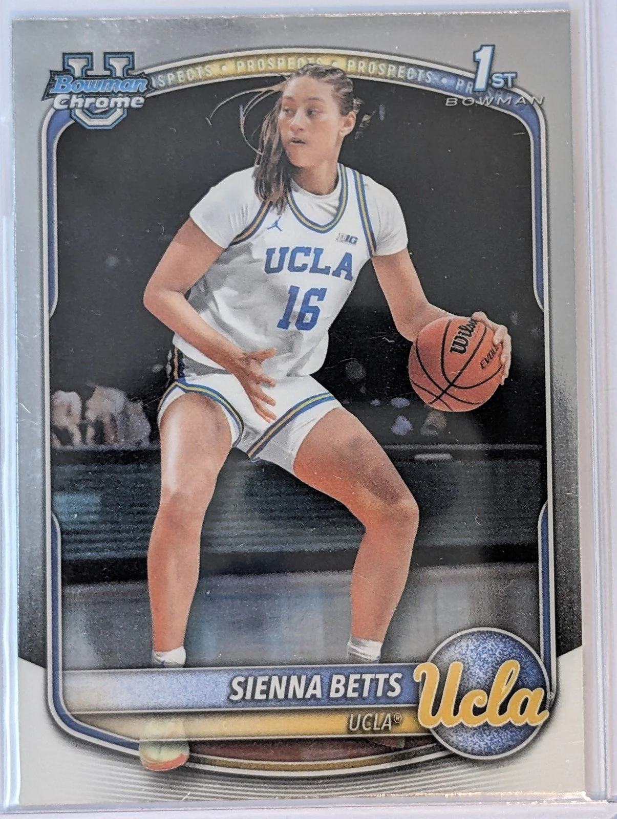 Front of 2025-26 Bowman #BCP-13 Sienna Betts Chrome Prospects