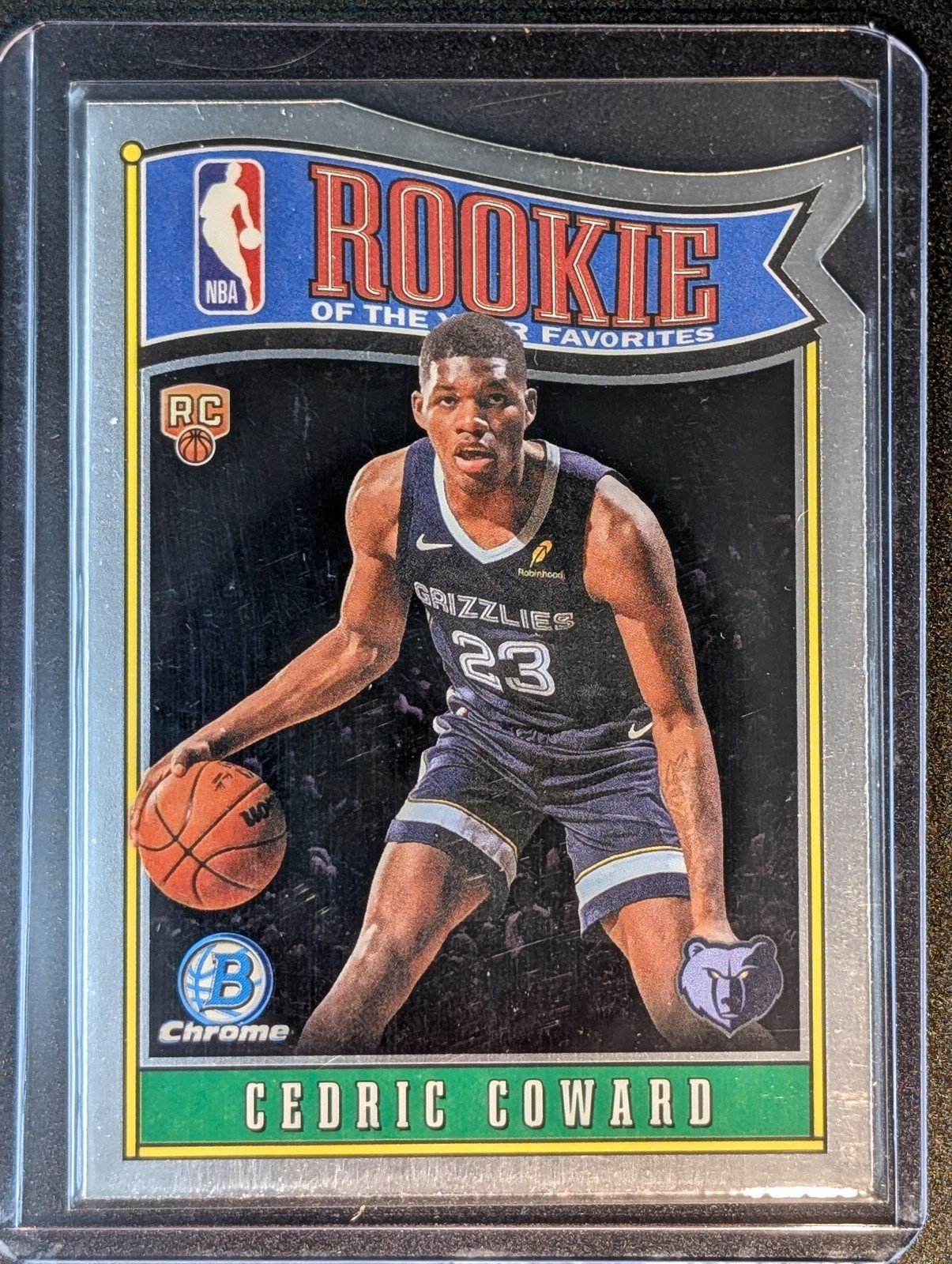 Front of 2025-26 Bowman #RY-11 Cedric Coward Rookie of the Year Favorites