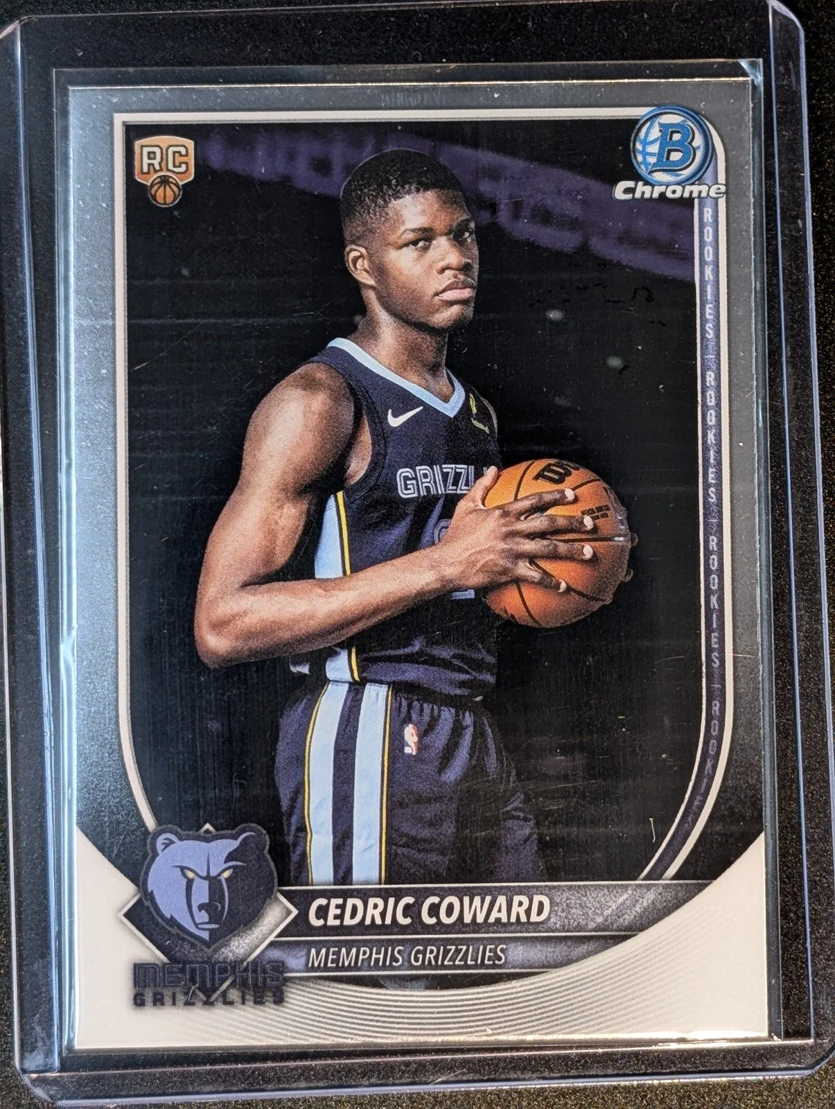 Front of 2025-26 Bowman #BCV-11 Cedric Coward Chrome