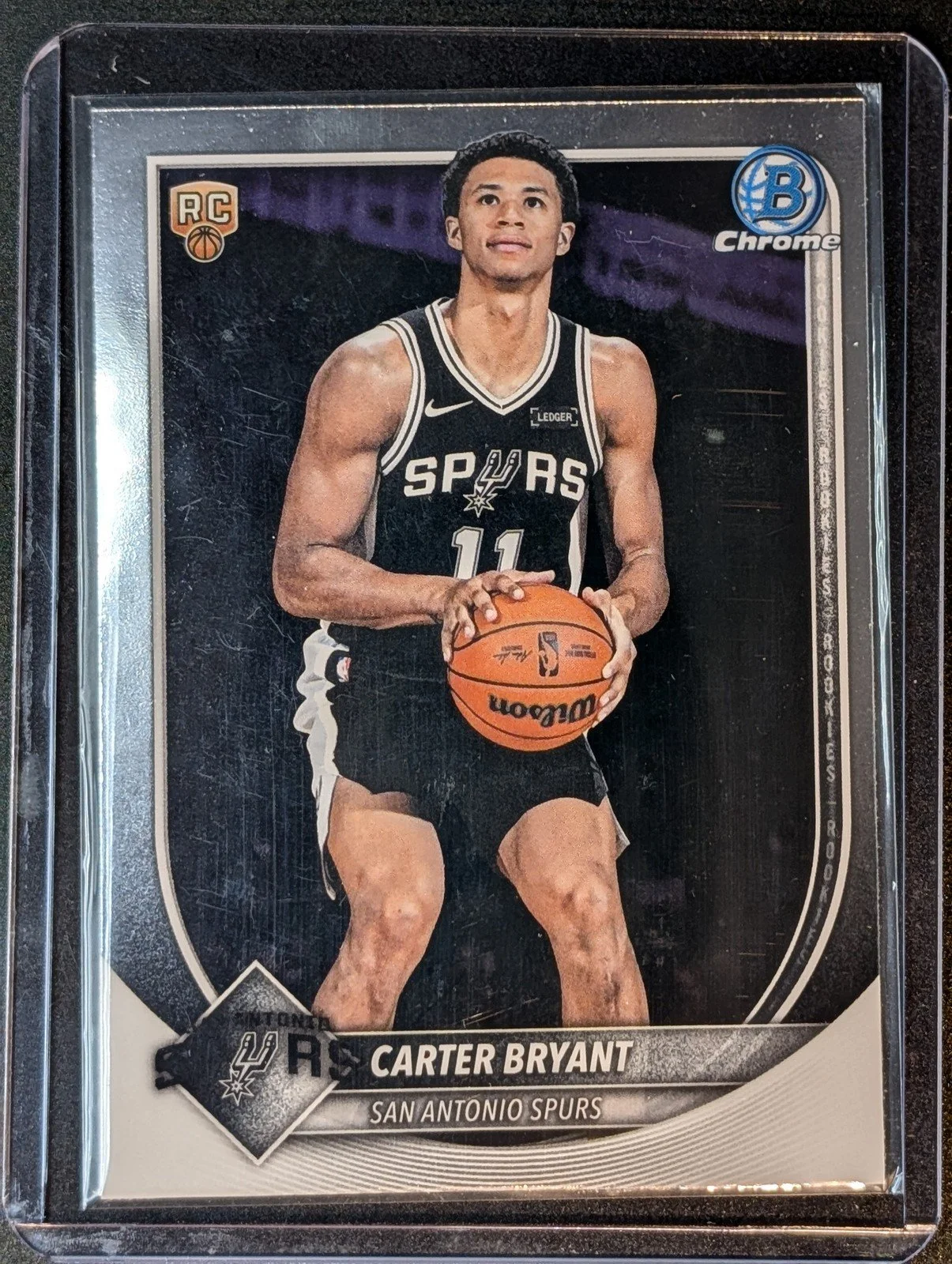 Front of 2025-26 Bowman #BCV-14 Carter Bryant Chrome