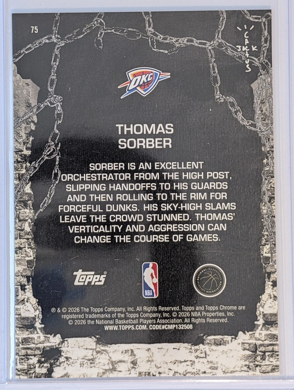 Back of 2025-26 Topps Chrome Cactus Jack #75 Thomas Sorber