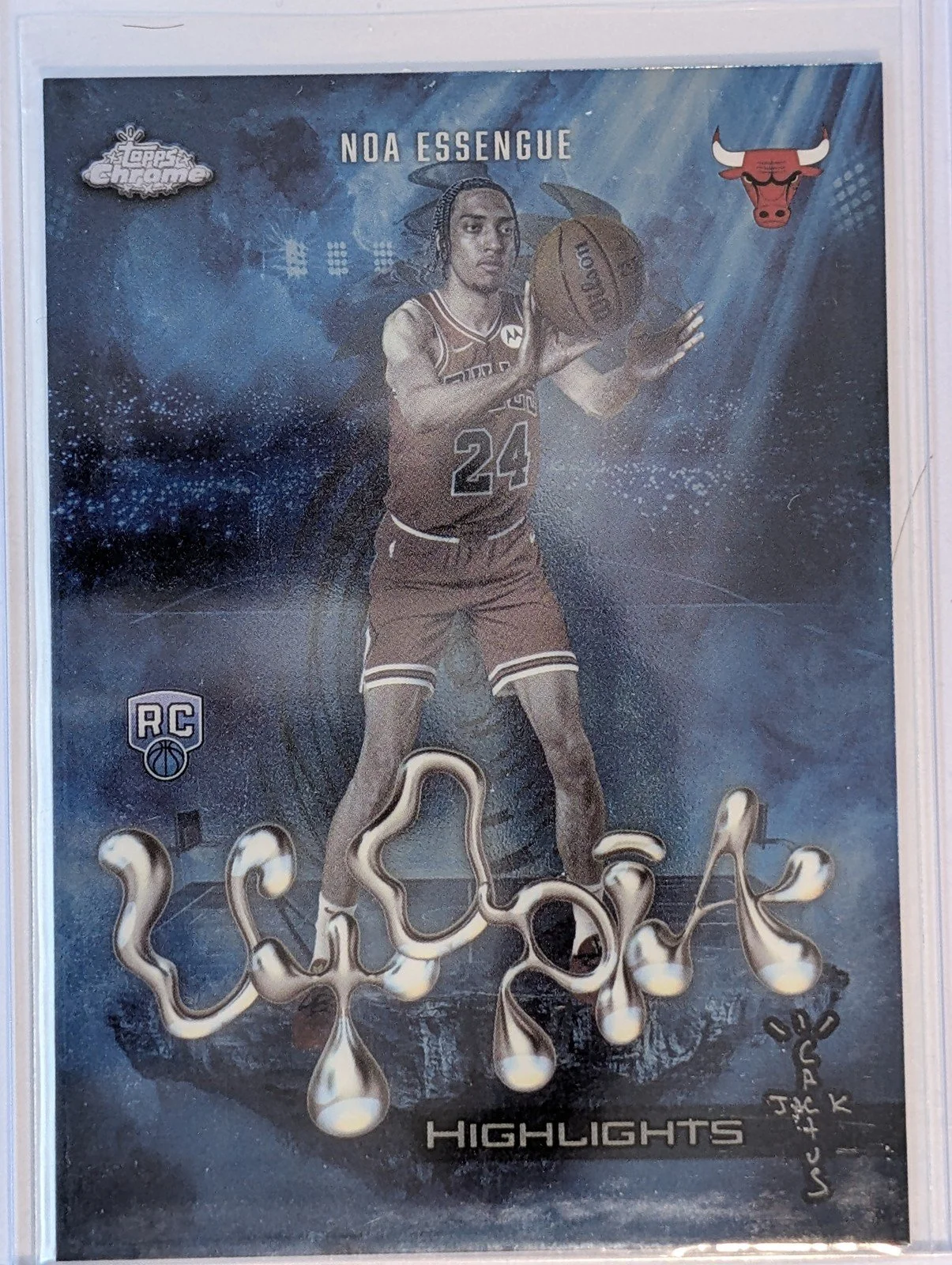 Front of 2025-26 Topps Chrome Cactus Jack #UH-32 Noa Essengue Utopia Highlights