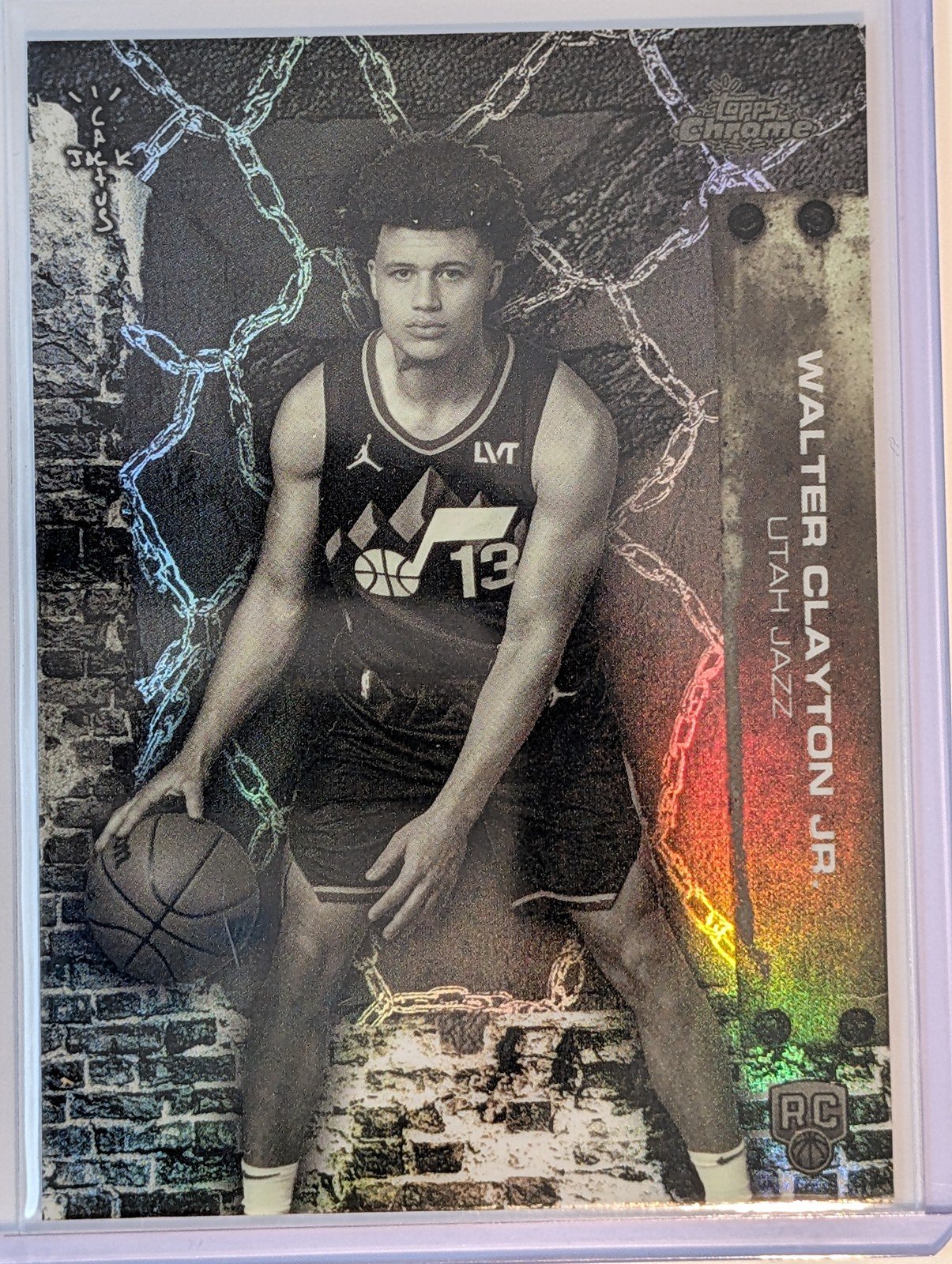 Front of 2025-26 Topps Chrome Cactus Jack #78 Walter Clayton Jr. Refractor
