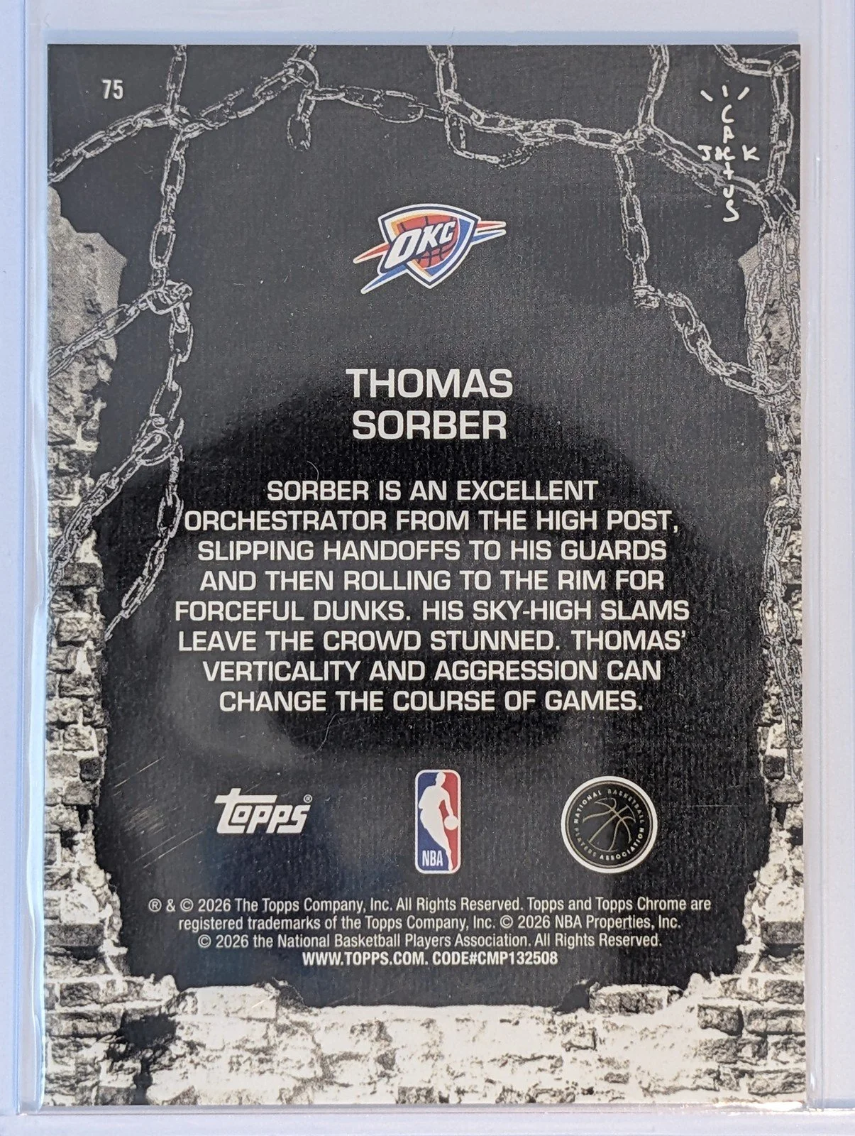 Back of 2025-26 Topps Chrome Cactus Jack #75 Thomas Sorber