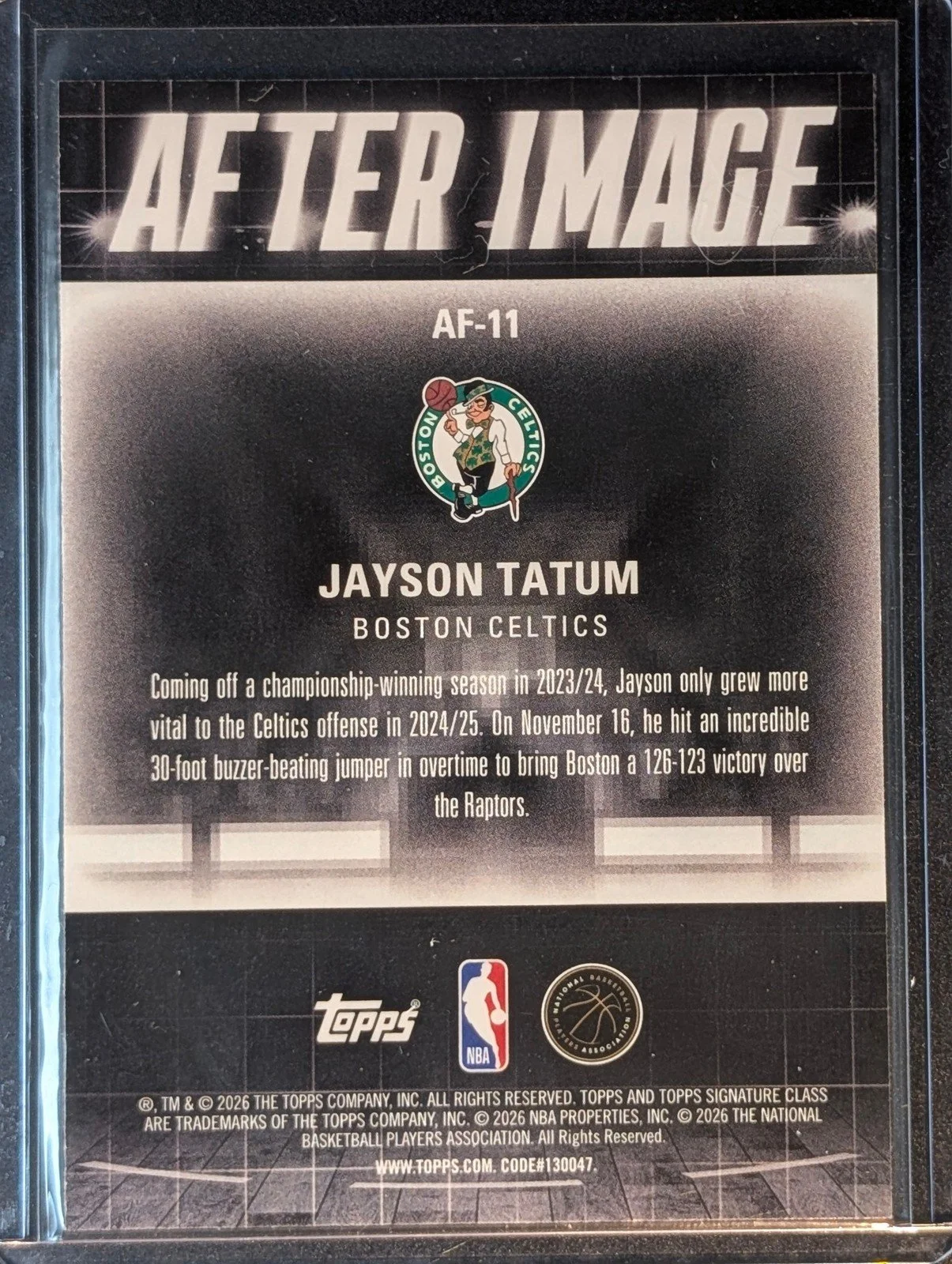 Back of 2025-26 Topps Signature Class #AF-11 Jayson Tatum After Image