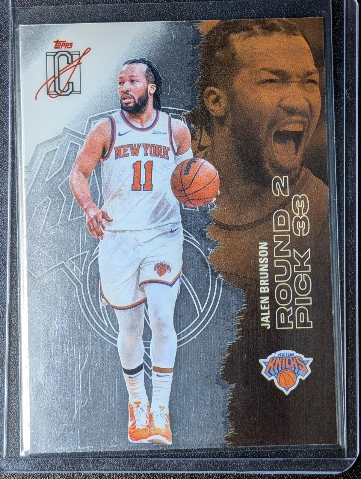 Front of 2025-26 Topps Signature Class #58 Jalen Brunson Chrome