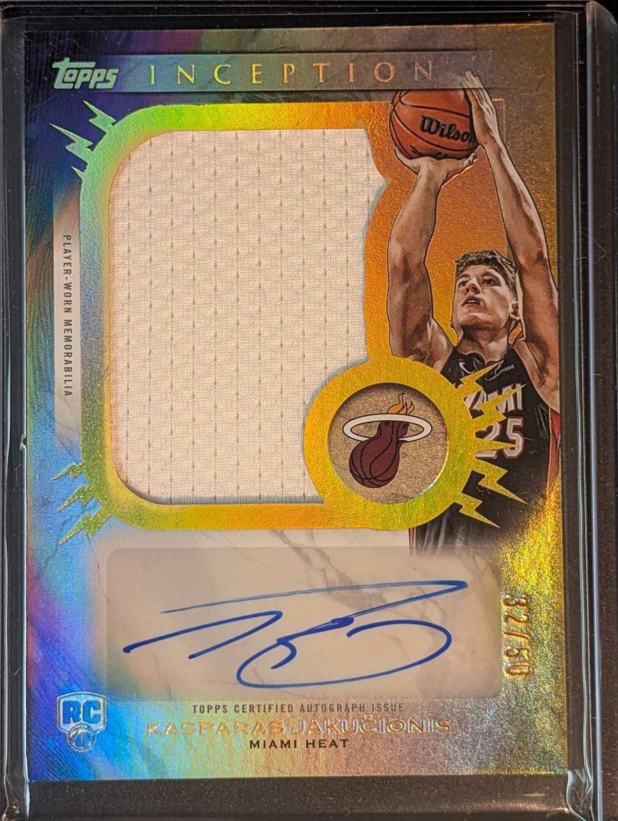 Front of 2025 Topps Inception /50 #RJ-KJ Kasparas Jakučionis Jakucionis Rookie Auto 32/50
