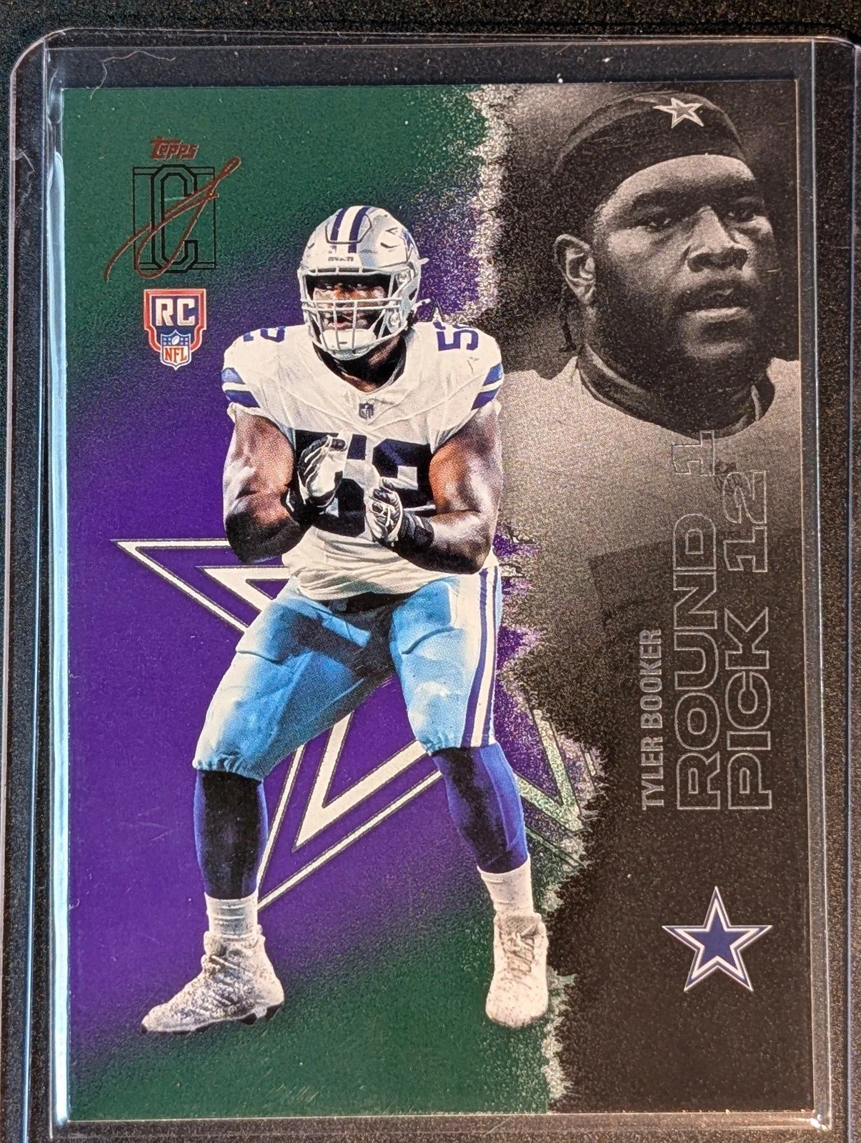 Front of 2025 Topps Signature Class #180 Tyler Booker Green & Purple