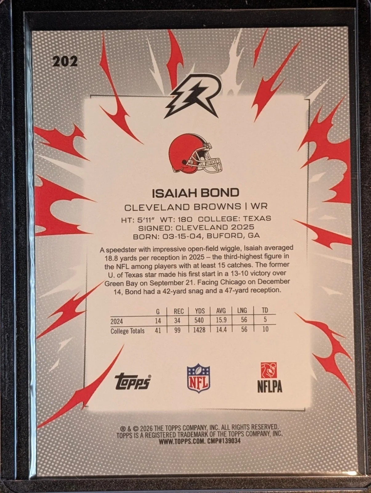 Back of 2025 Topps Resurgence #202 Isaiah Bond