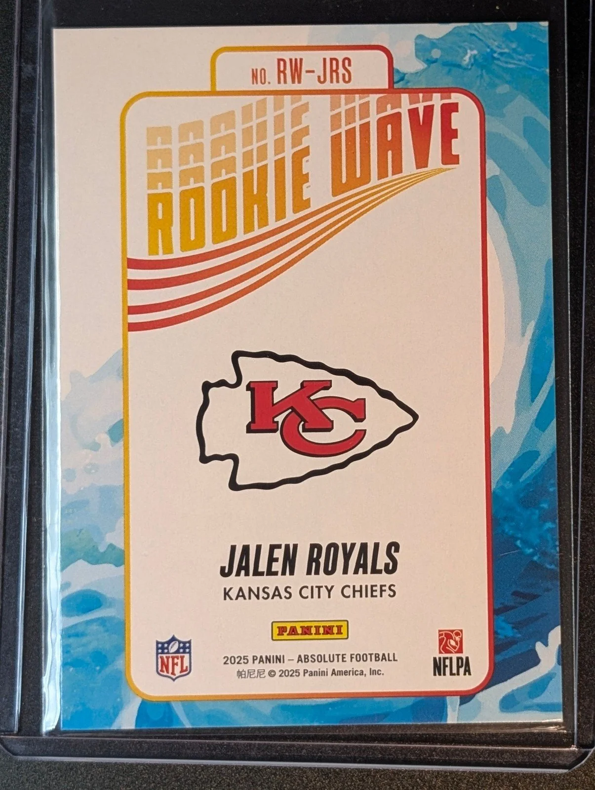 Back of 2025 Panini Absolute #RW-JRS Jalen Royals Rookie Wave
