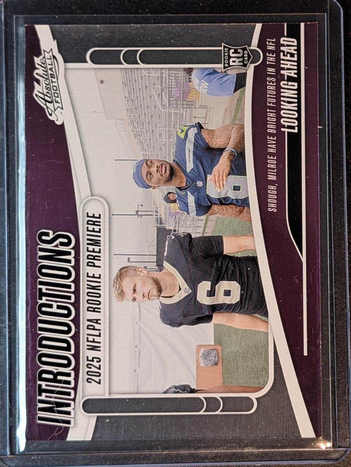 Front of Tyler Shough / Jalen Milroe 2025 Panini Absolute #I-TSH Looking Ahead
