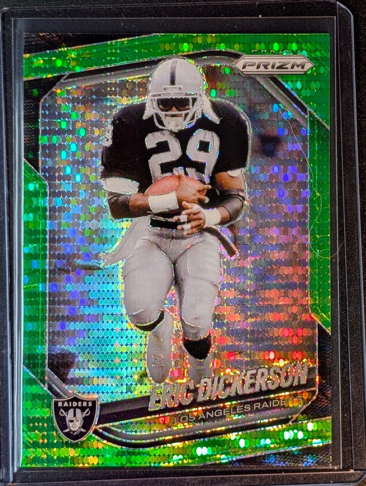 Front of 2025 Panini Prizm #83 Eric Dickerson Green Pulsar