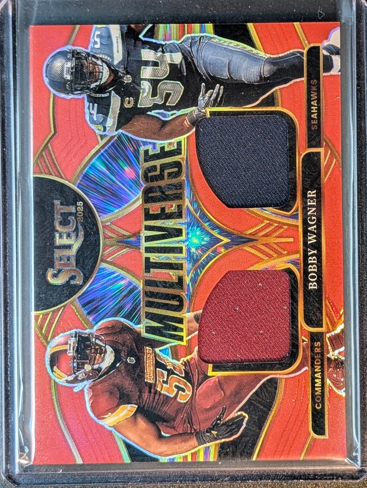 Front of 2025 Panini Select #MVJ-BWR Bobby Wagner Multiverse Jerseys Blue Prizm