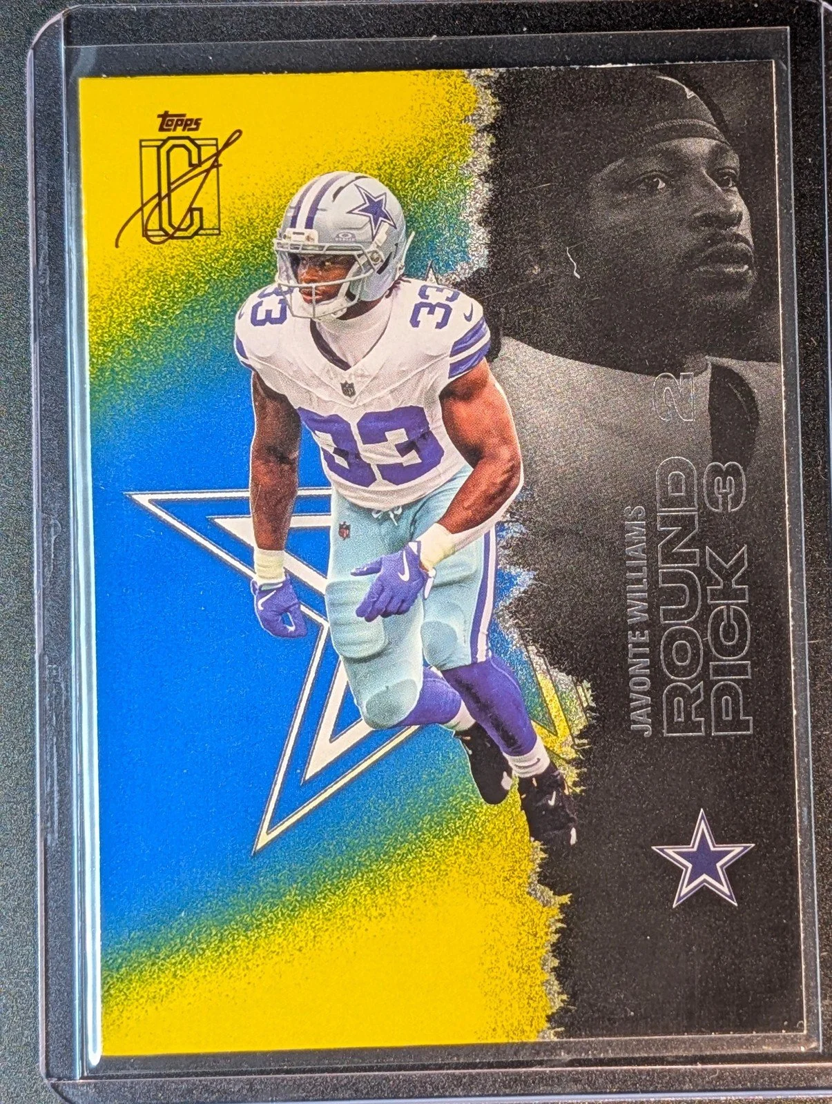Front of 2025 Topps Signature Class #60 Javonte Williams Blue & Yellow