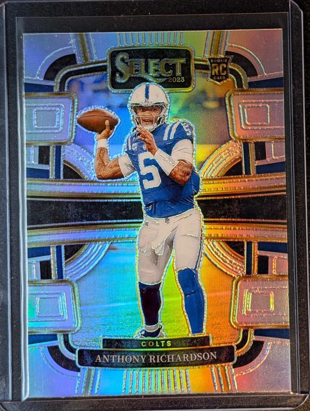 Front of 2023 Panini Select #43 Anthony Richardson Silver Prizms Rookie