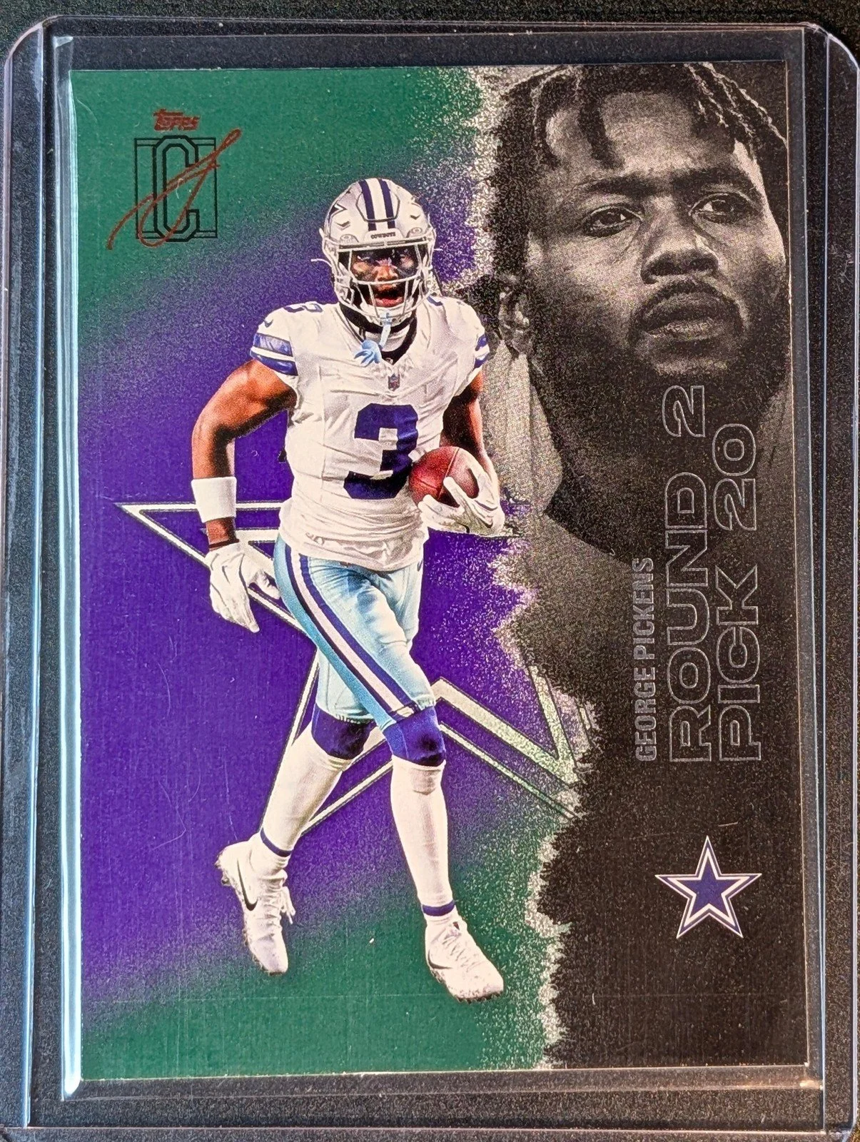 Front of 2025 Topps Signature Class #72 George Pickens Green & Purple