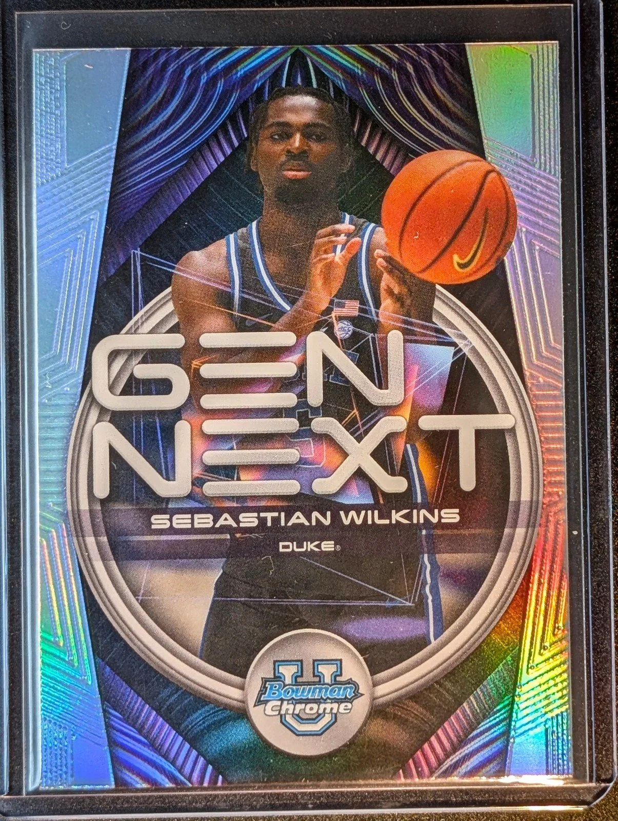 Front of 2025-26 Bowman #GN-13 Sebastian Wilkins Gen Next Refractor