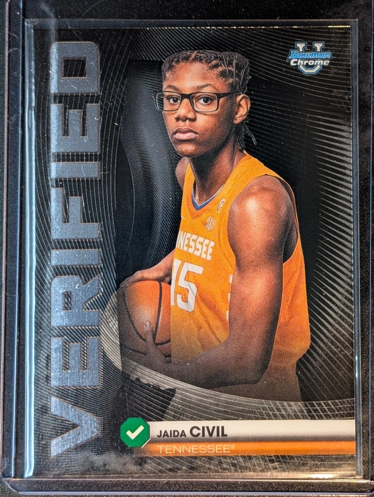 Front of 2025-26 Bowman #BV-22 Jaida Civil Bowman Verified