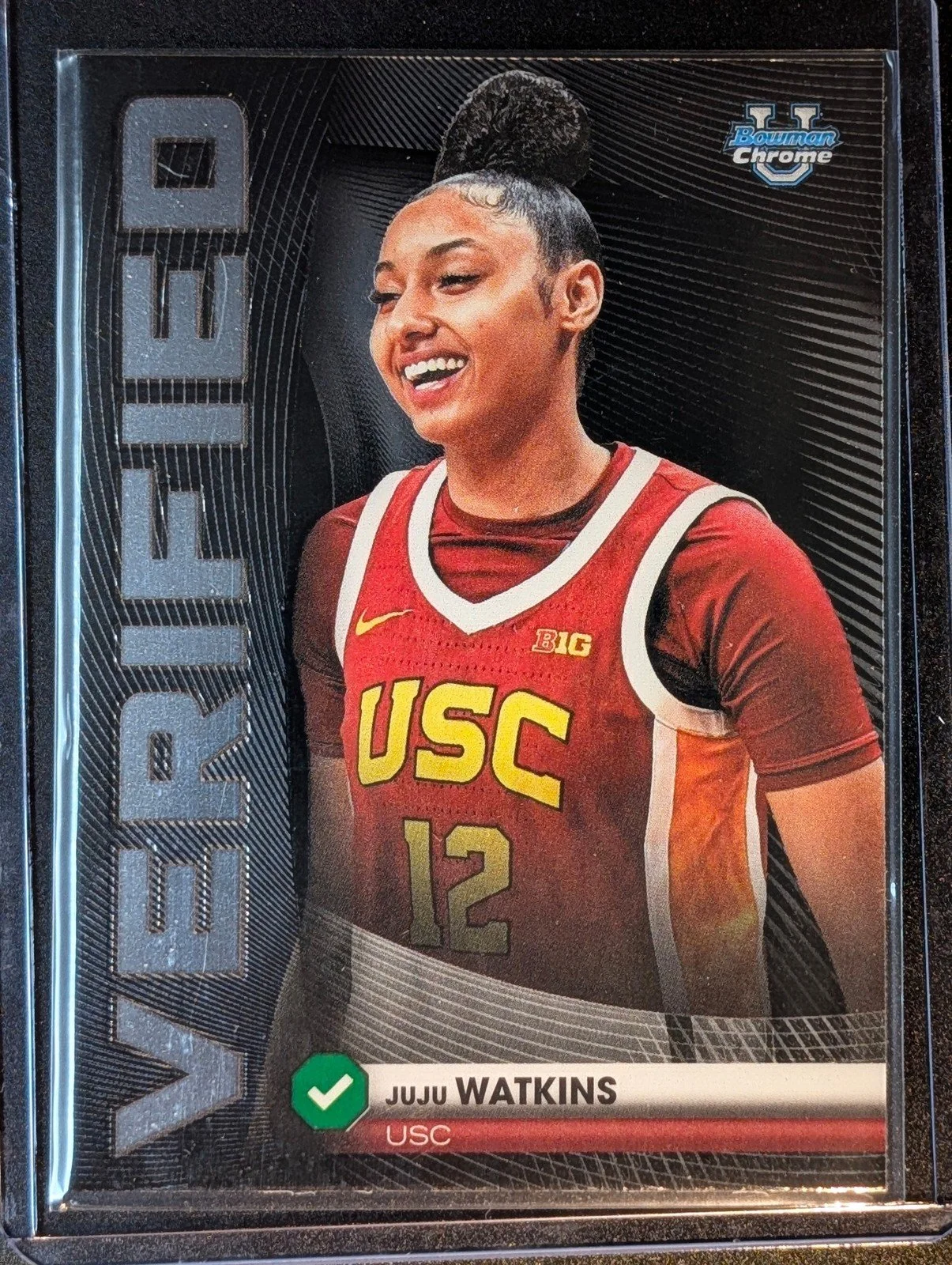 Front of 2025-26 Bowman #BV-8 Juju Watkins Bowman Verified