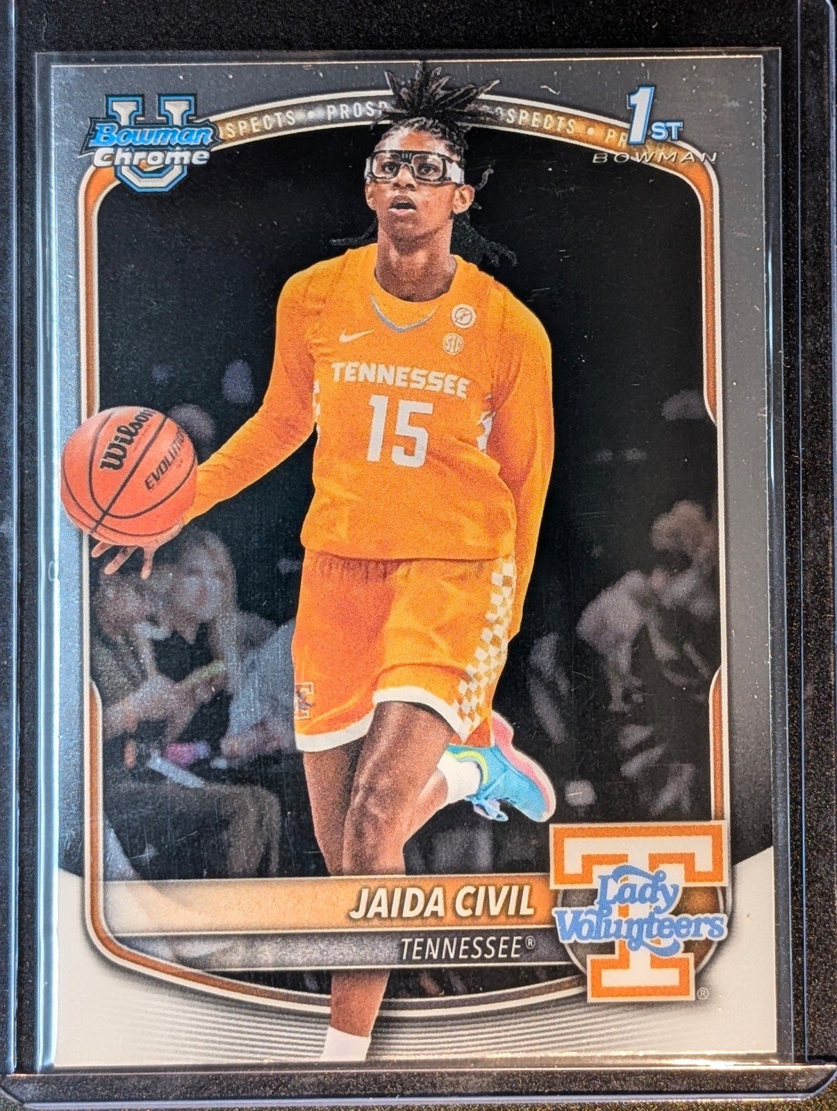Front of 2025-26 Bowman #BCP-74 Jaida Civil Chrome Prospects