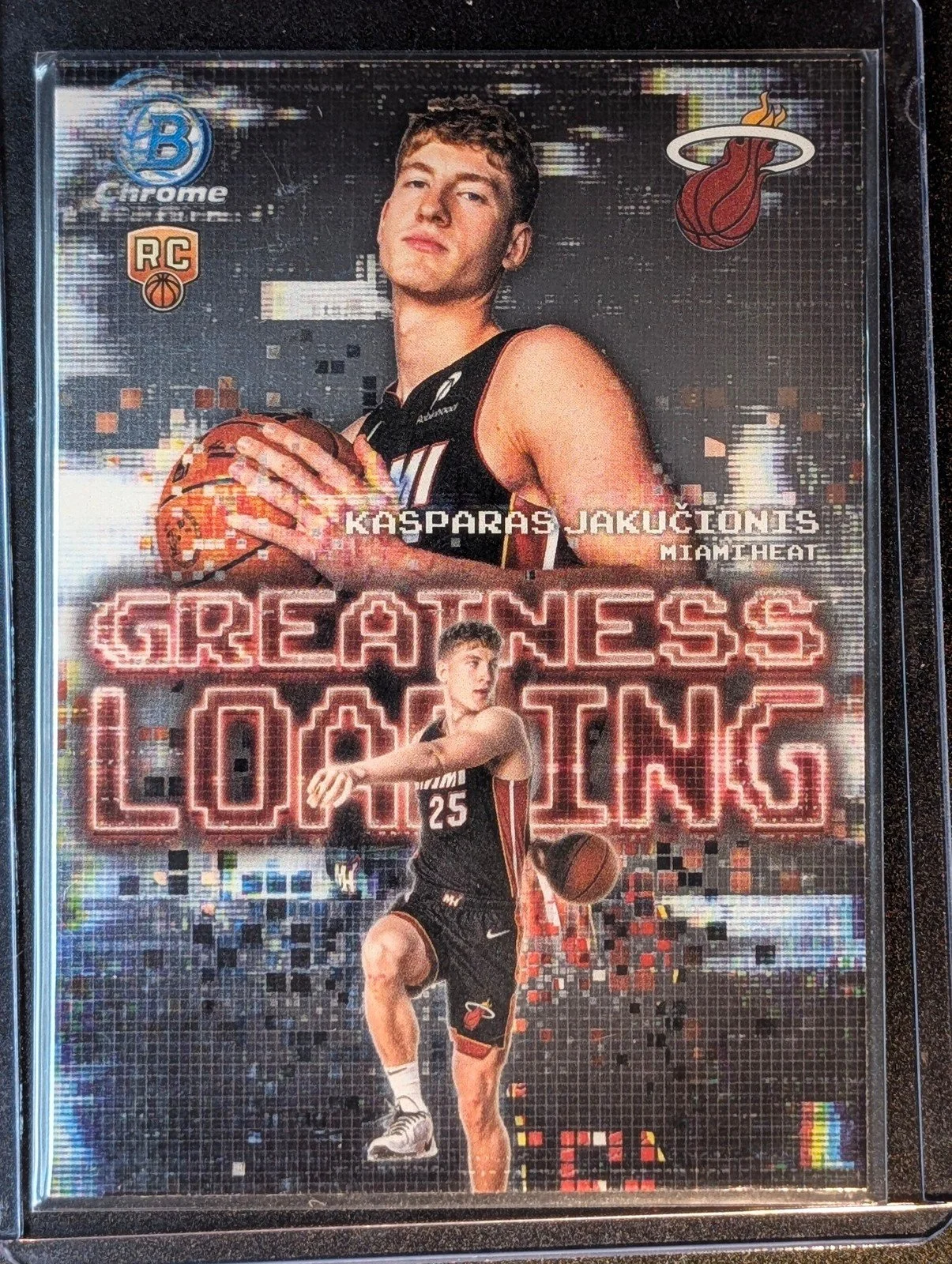 Front of 2025-26 Bowman #GL-20 Kasparas Jakucionis Greatness Loading