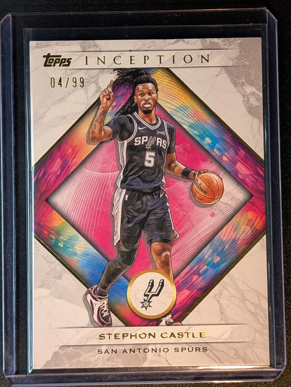 Front of 2025-26 Topps Inception /99 #36 Stephon Castle Pink