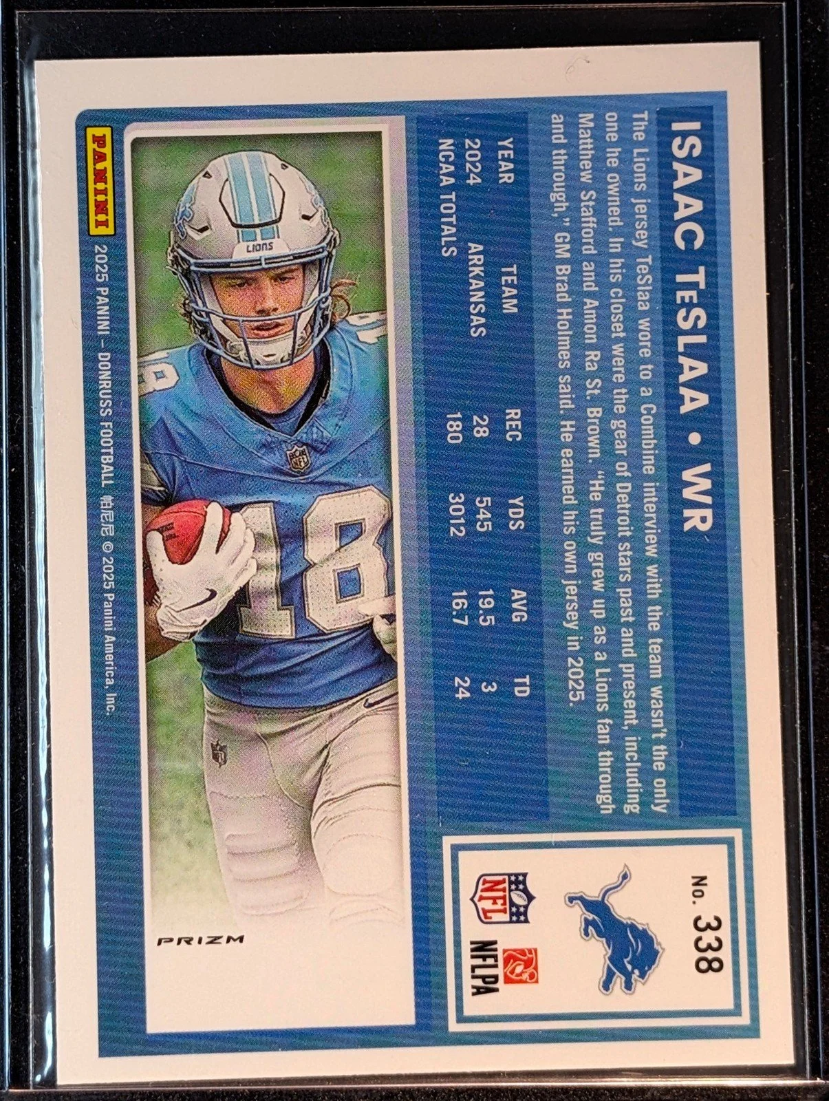 Back of 2025 Donruss #338 Isaac TeSlaa Optic Rated Rookies Preview Red Wave