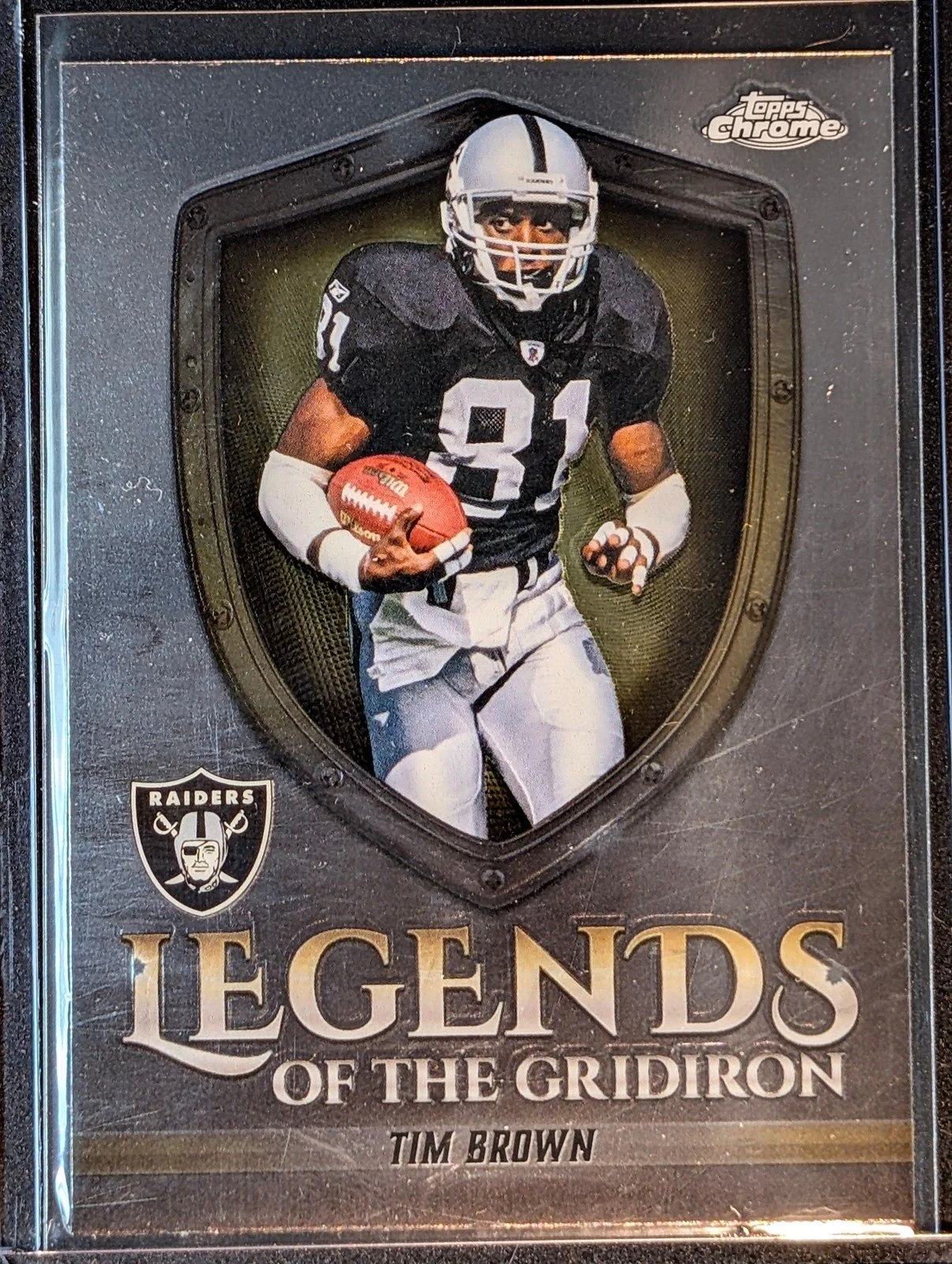 Front of 2025 Topps Chrome #LOG-22 Tim Brown Legends of the Gridiron