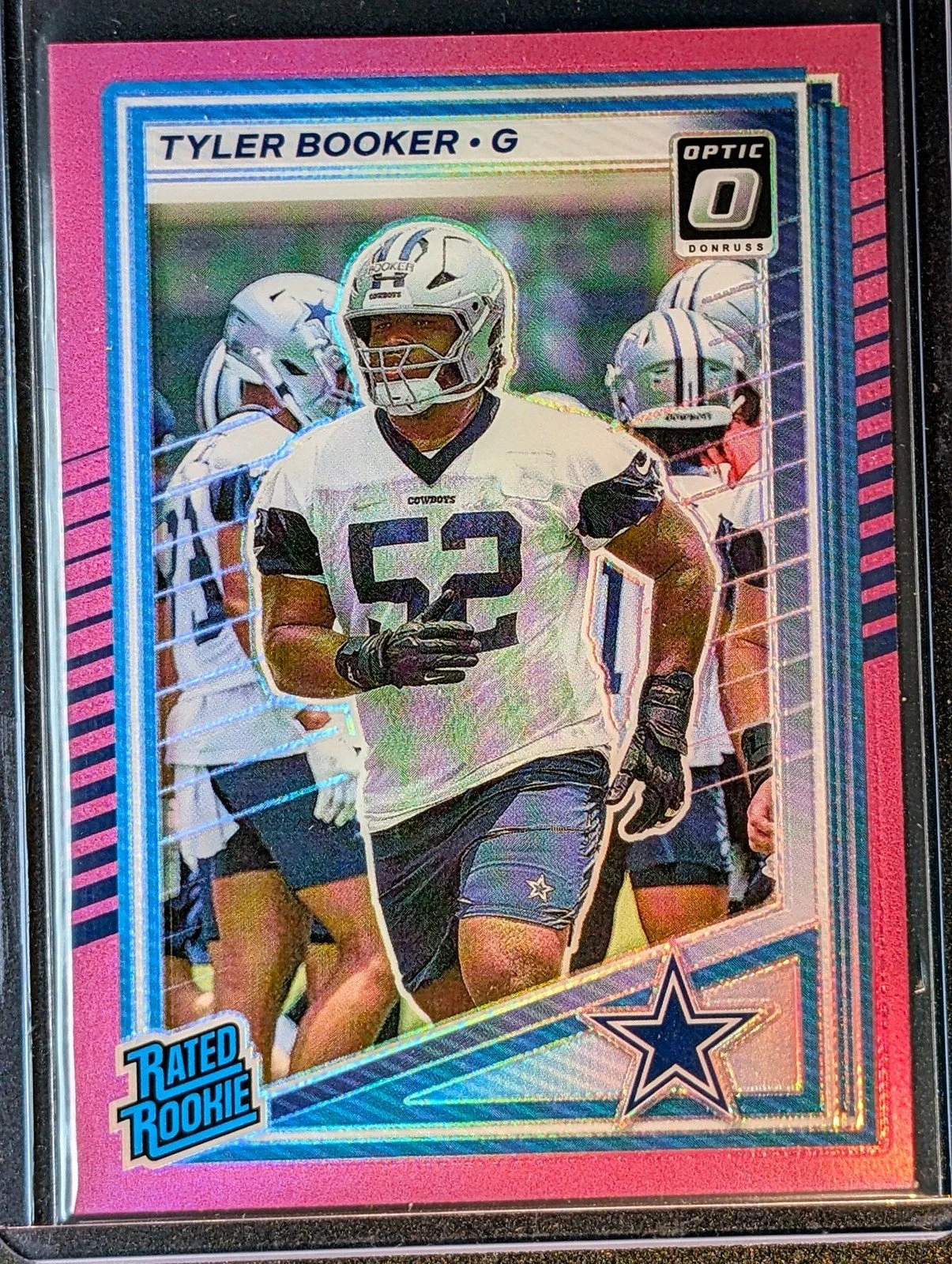 Front of 2025 Donruss #354 Tyler Booker Optic Rated Rookies Preview Pink