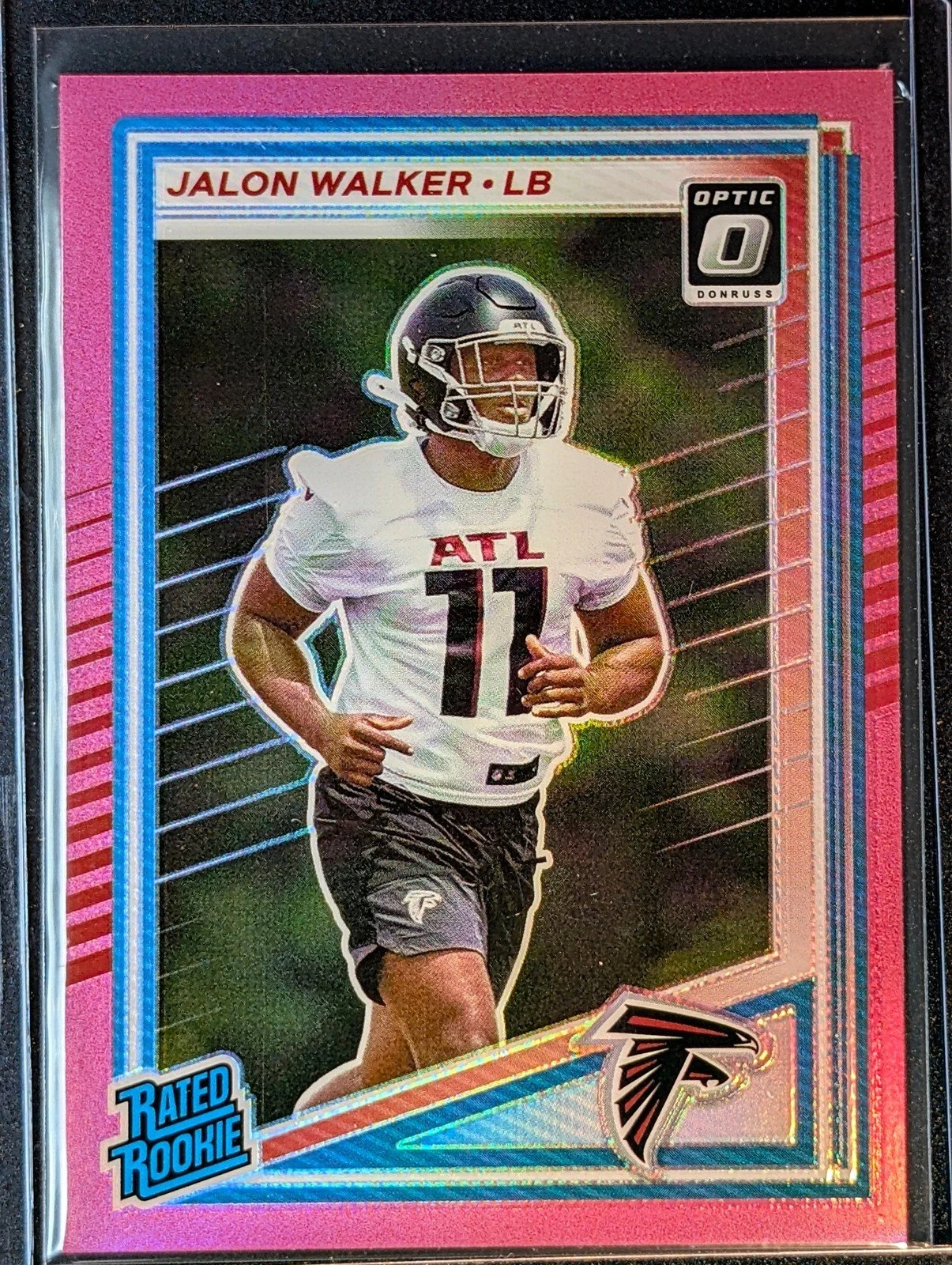 Front of 2025 Donruss #344 Jalon Walker Optic Rated Rookies Preview Pink