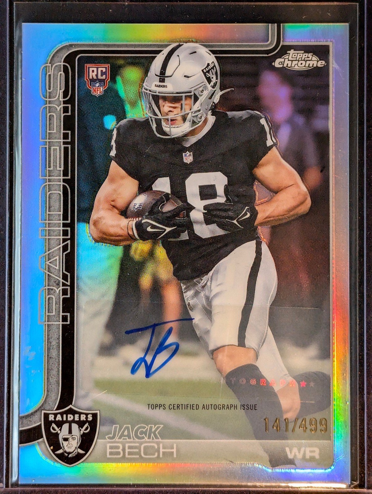 Front of 2025 Topps Chrome #RA-JBE Jack Bech Chrome Rookie Autographs Refractor #/499