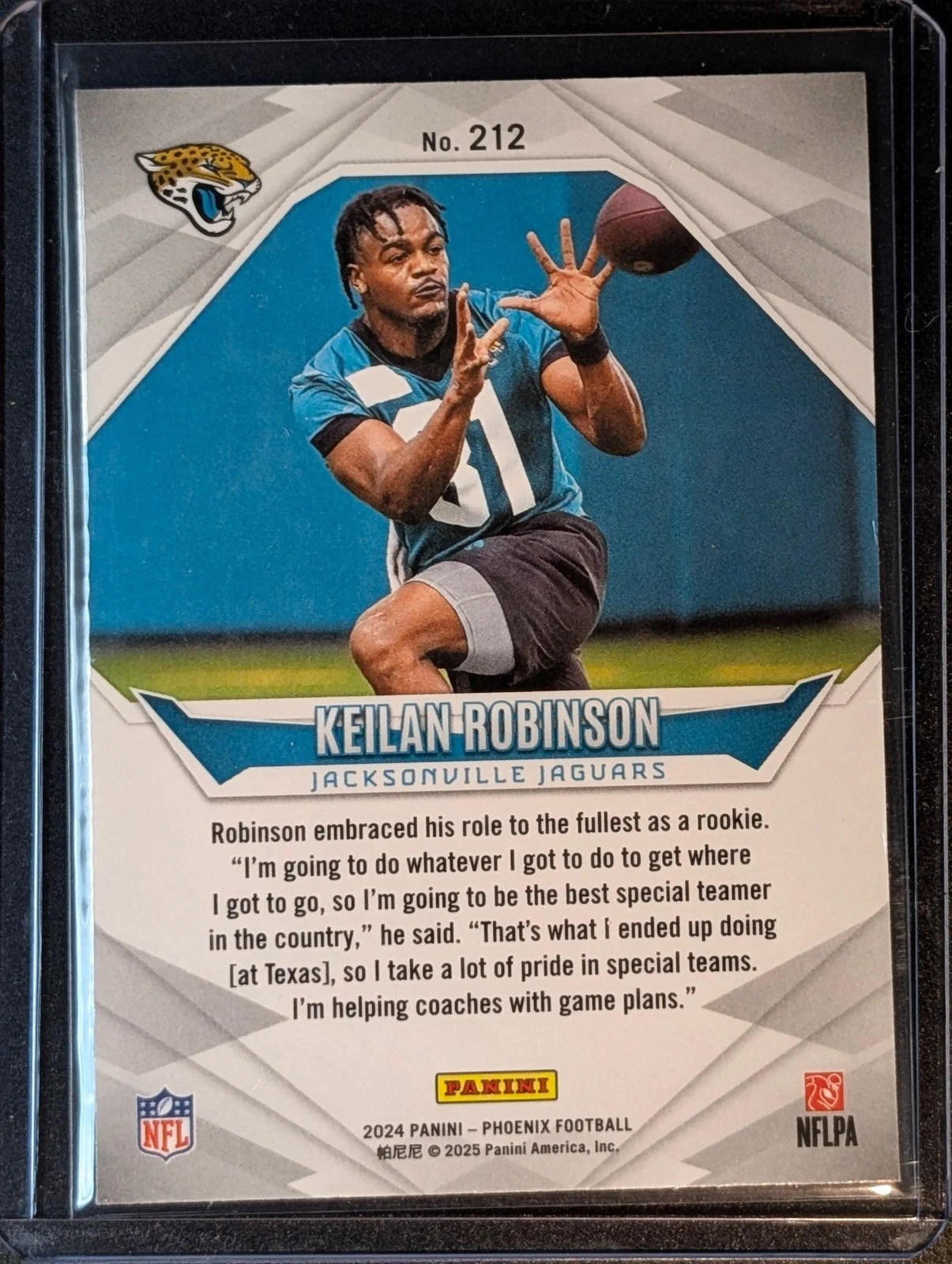 Back of 2024 Panini Phoenix #212 Keilan Robinson Hyper