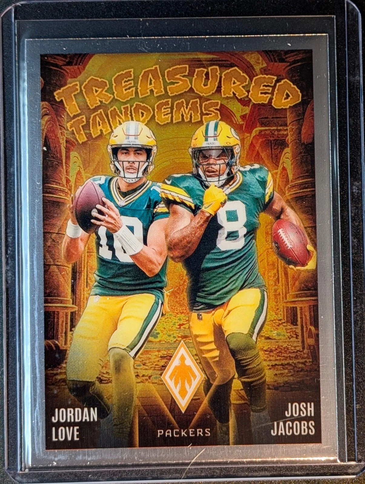 Front of 2024 Panini Phoenix #TT-GB Jordan Love / Josh Jacobs Treasured Tandems