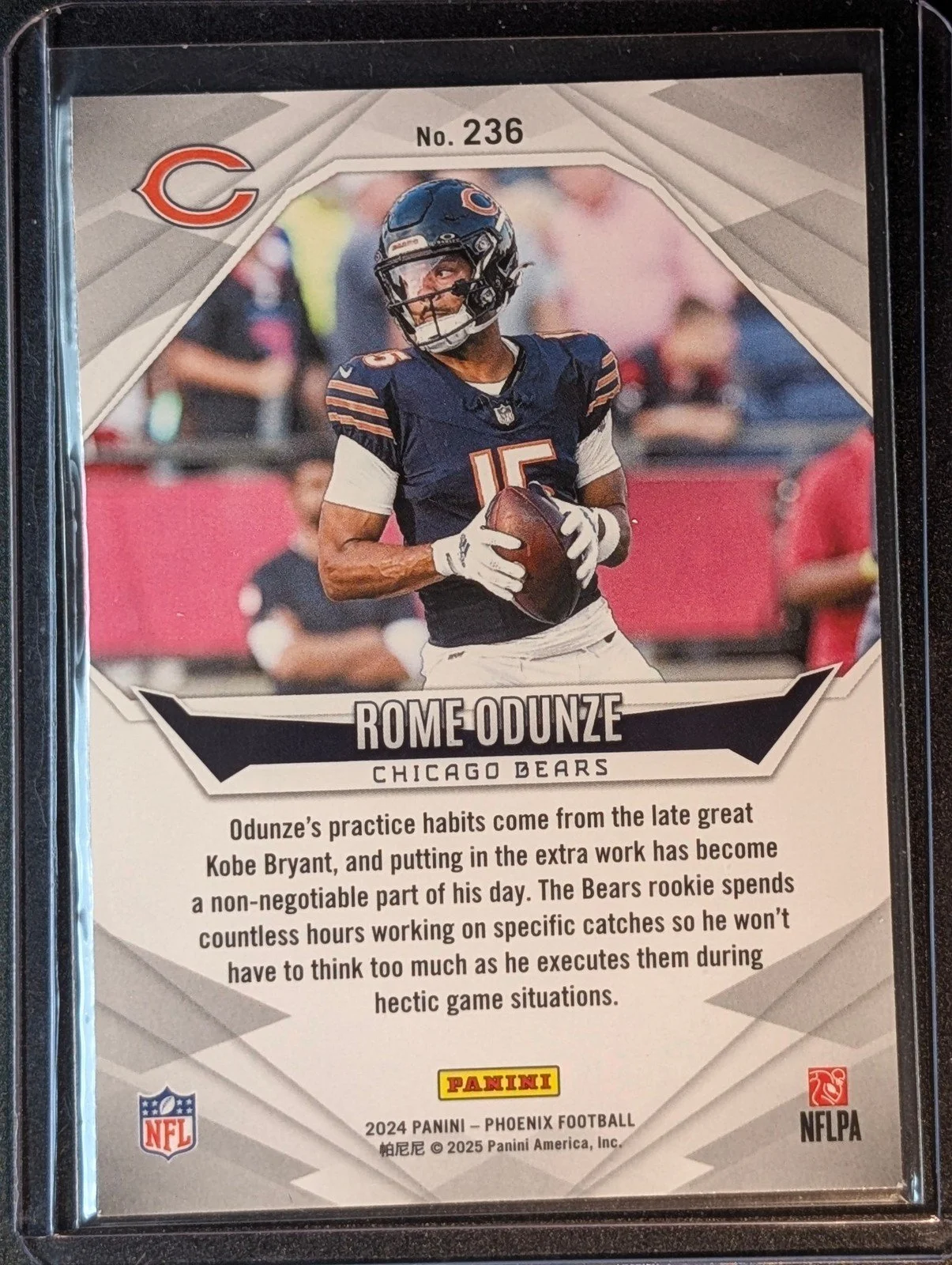 Back of 2024 Panini Phoenix #236 Rome Odunze