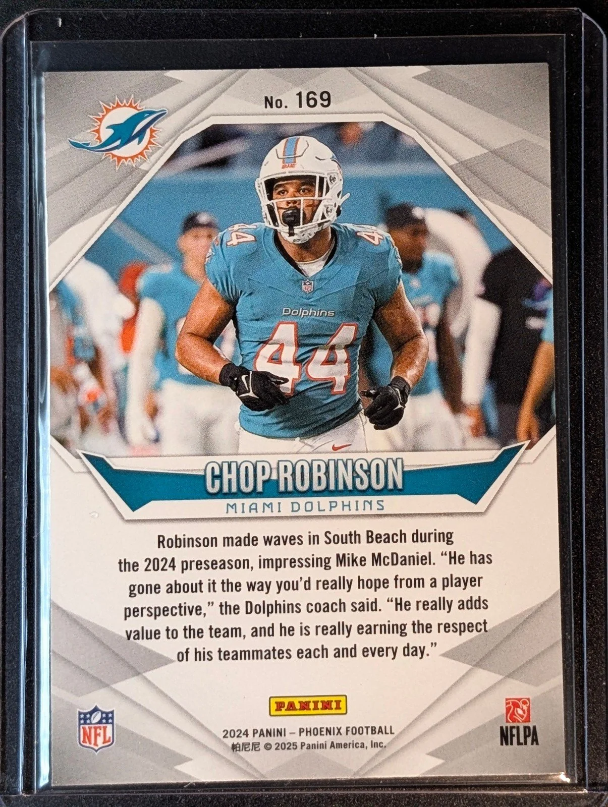 Back of 2024 Panini Phoenix #169 Chop Robinson