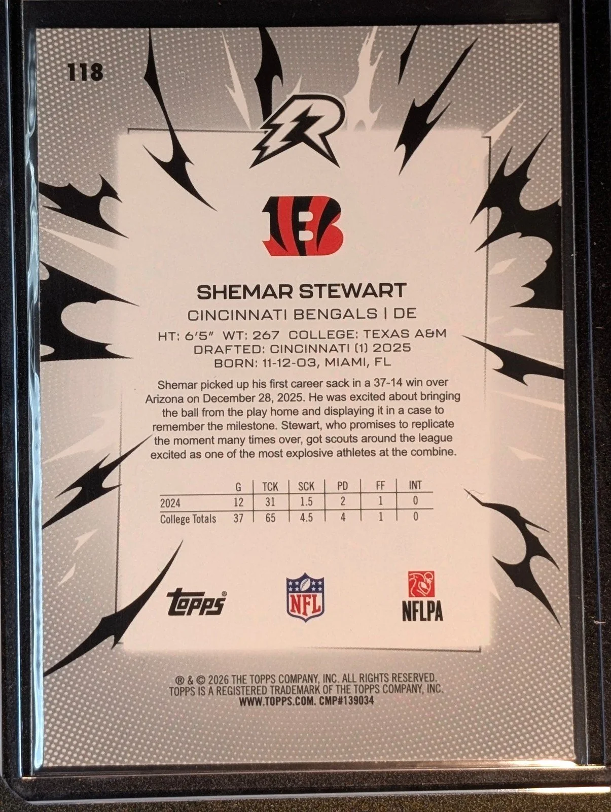 Back of 2025 Topps Resurgence #118 Shemar Stewart Rookie