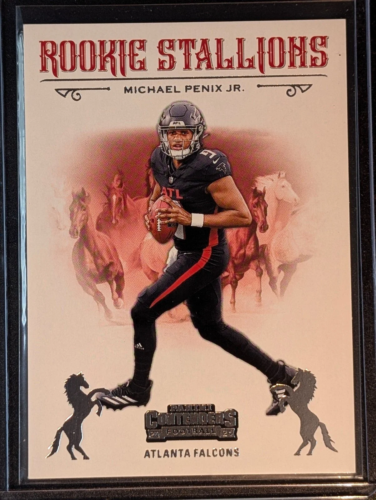 Front of 2024 Panini Contenders #10 Michael Penix Jr. Rookie Stallions