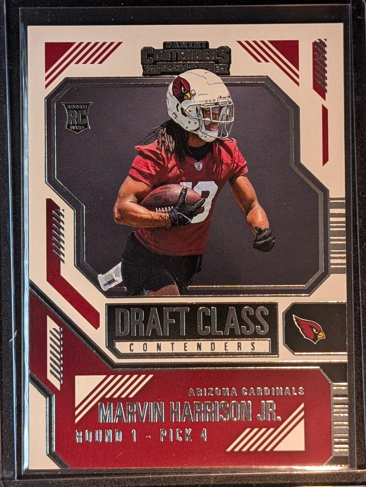 Front of 2024 Panini Contenders #4 Marvin Harrison Jr. Draft Class Contenders Red Rookie