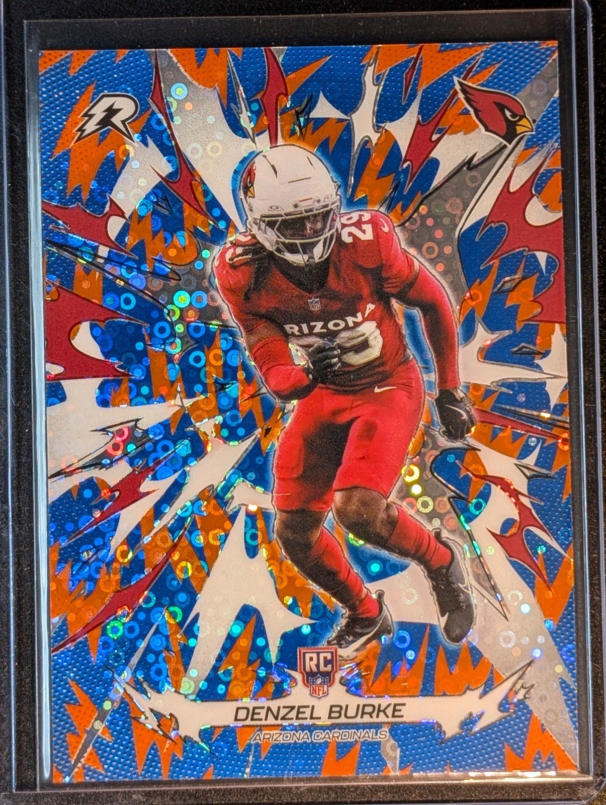 Front of 2025 Topps Resurgence #103 Denzel Burke Blue & Orange Spark Refractor