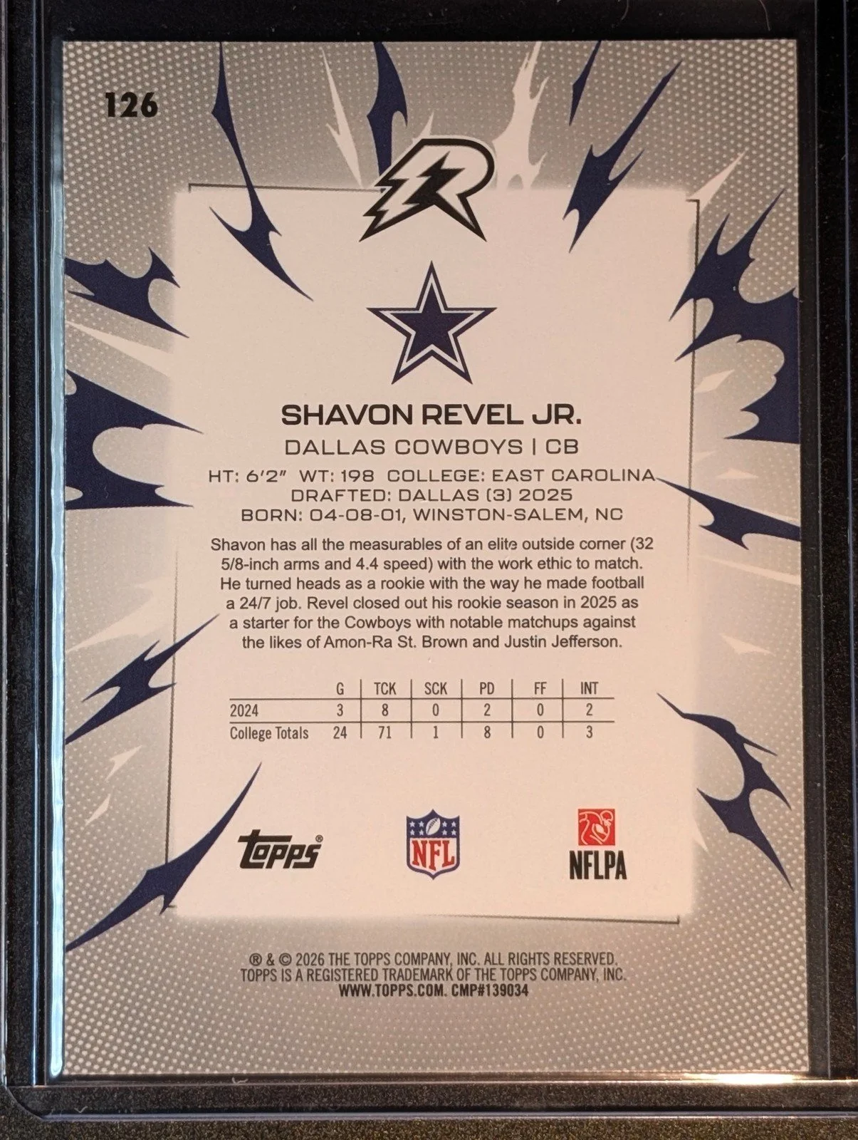 Back of 2025 Topps Resurgence #126 Shavon Revel Jr.