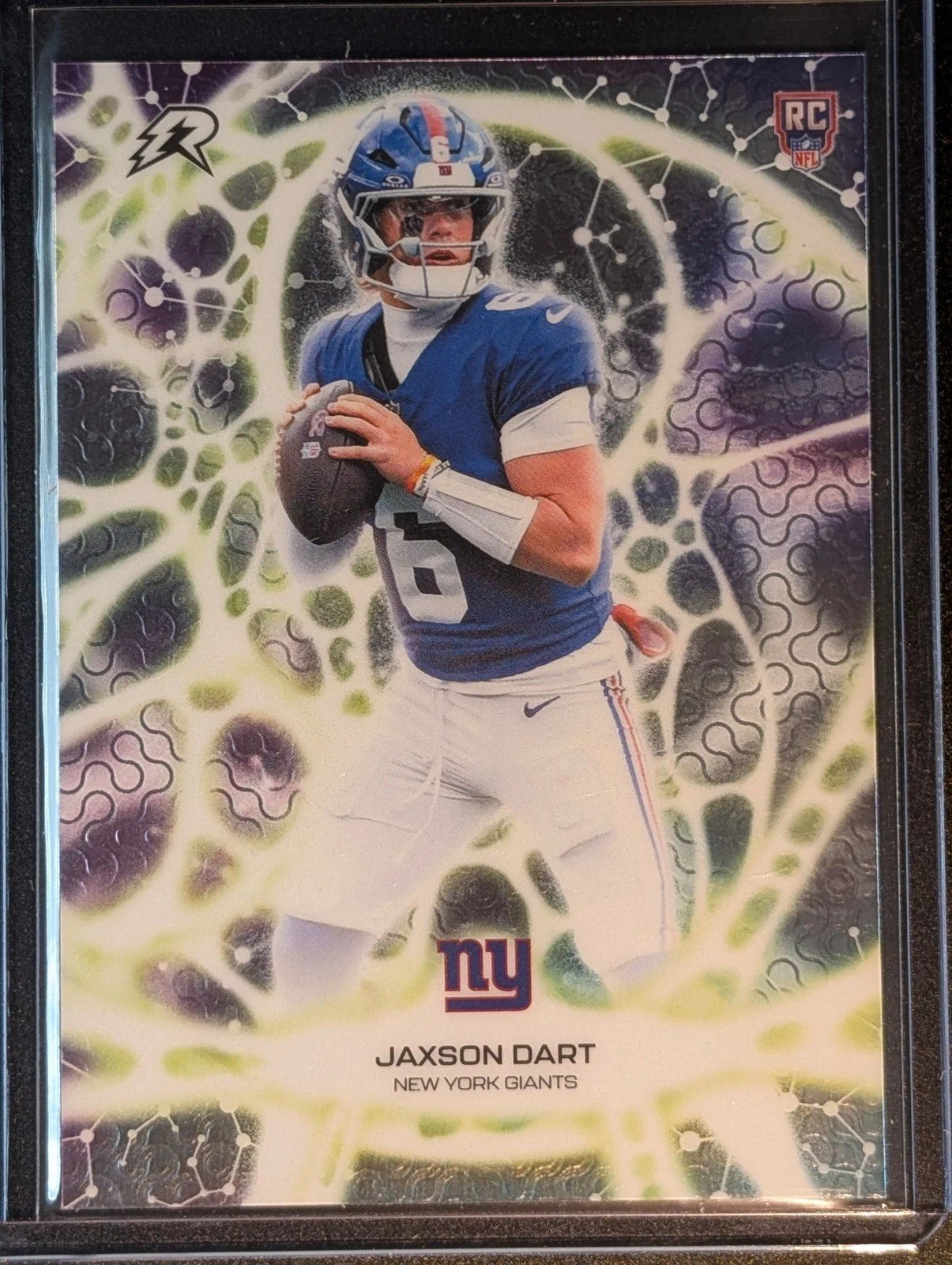 Front of 2025 Topps Resurgence #PT-10 Jaxson Dart Protonyx Rookie