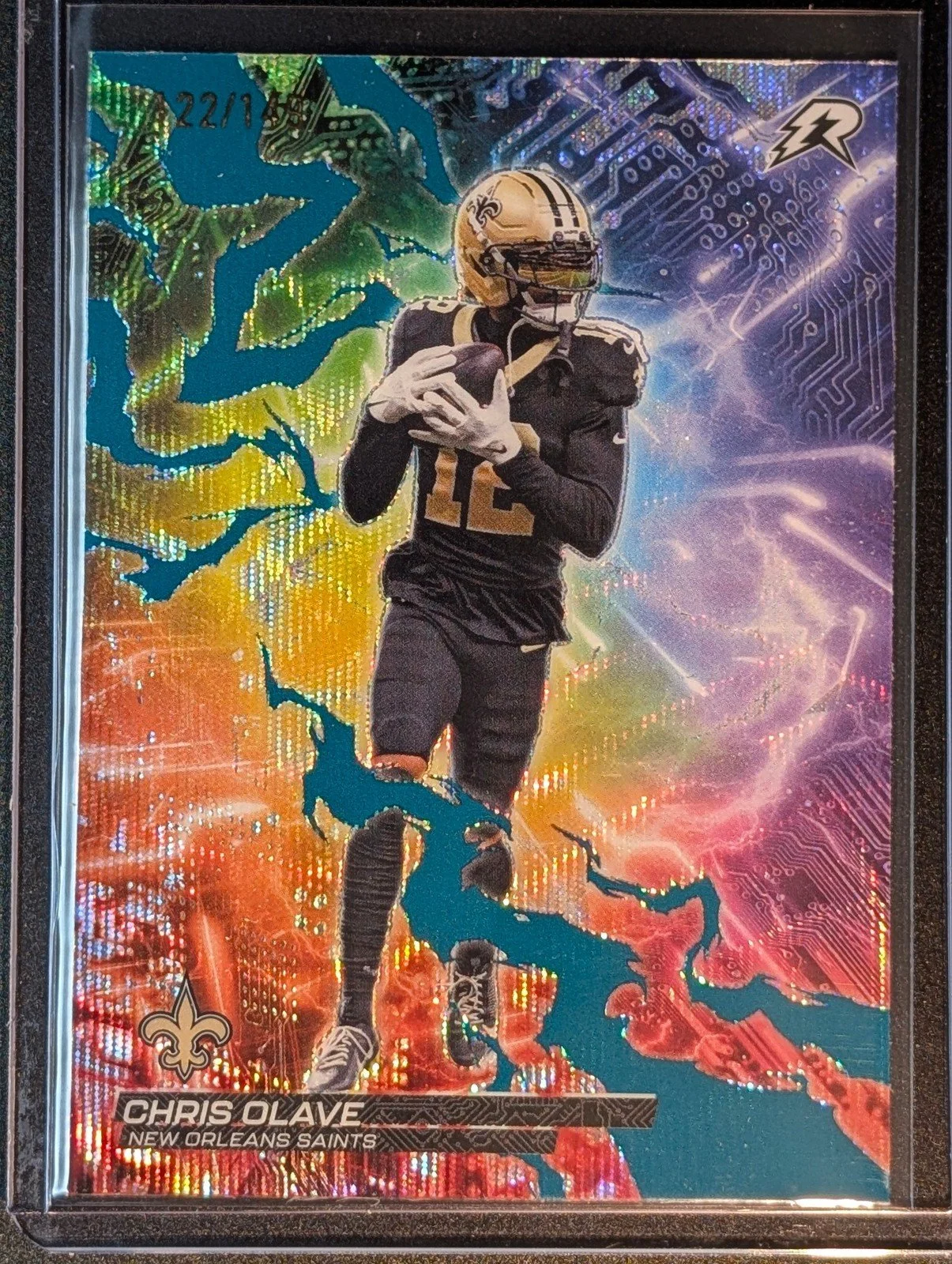 Front of 2025 Topps Resurgence Chris Olave Circuit Breakers Teal Surge Refractor #/149