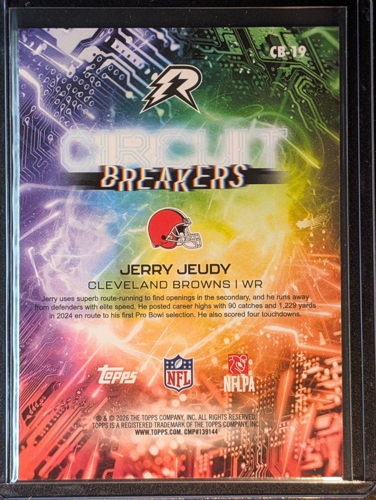 Back of 2025 Topps Resurgence #CB-19 Jerry Jeudy Circuit Breakers