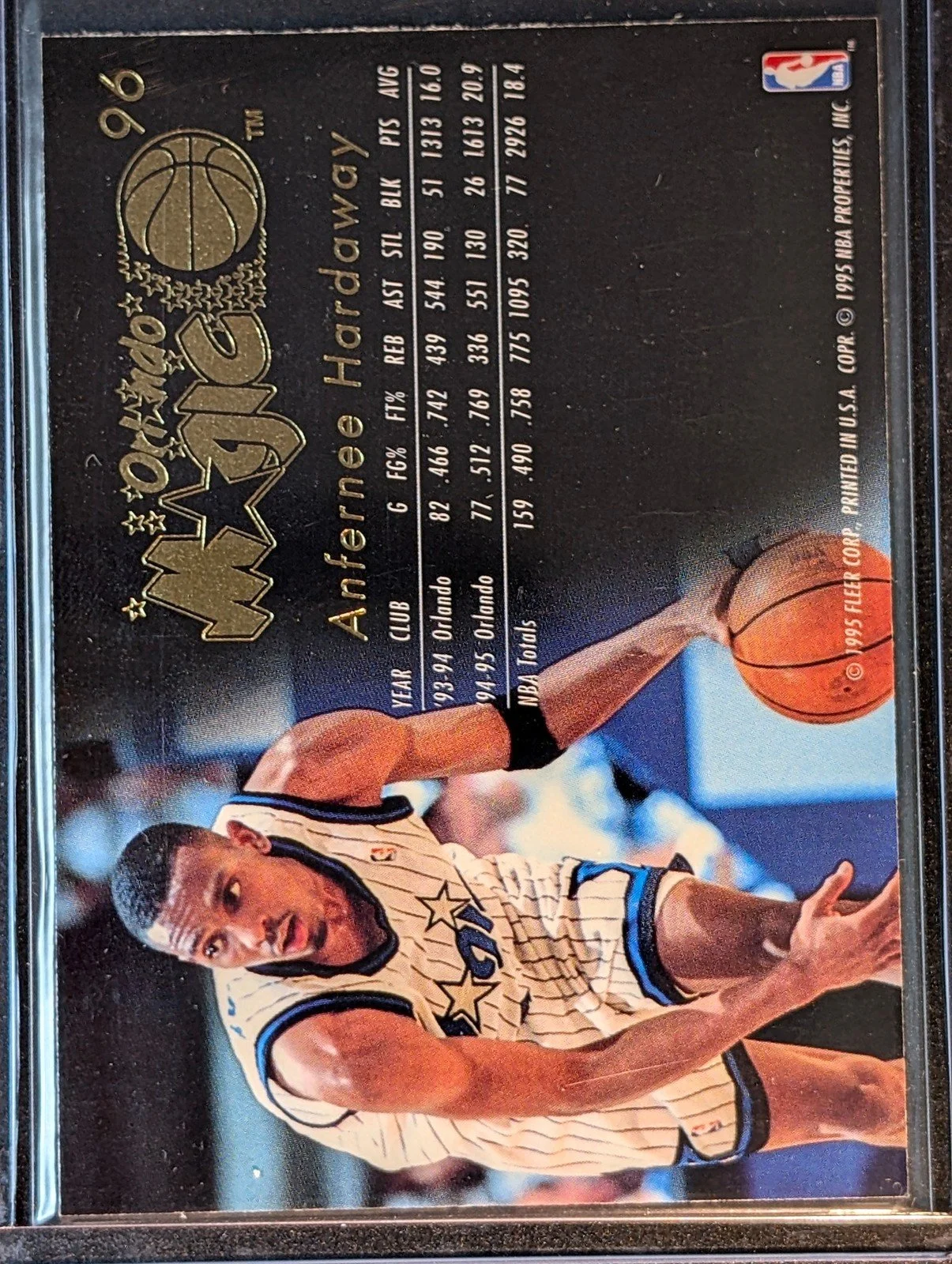 Back of 1995-96 Flair #96 Anfernee Hardaway
