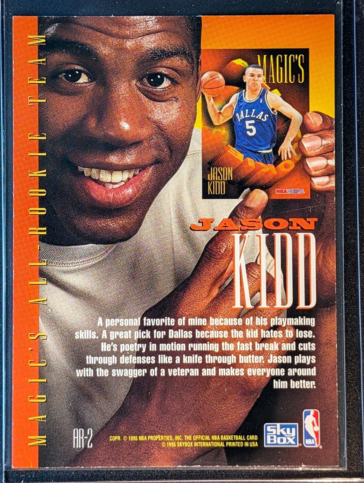 Back of 1994-95 Hoops #AR-2 Jason Kidd Magic's All-Rookies
