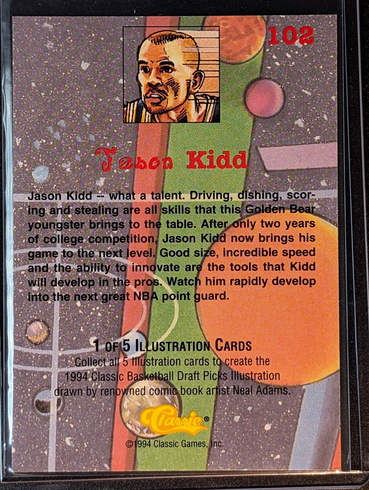 Back of 1994 Classic Draft #102 Jason Kidd