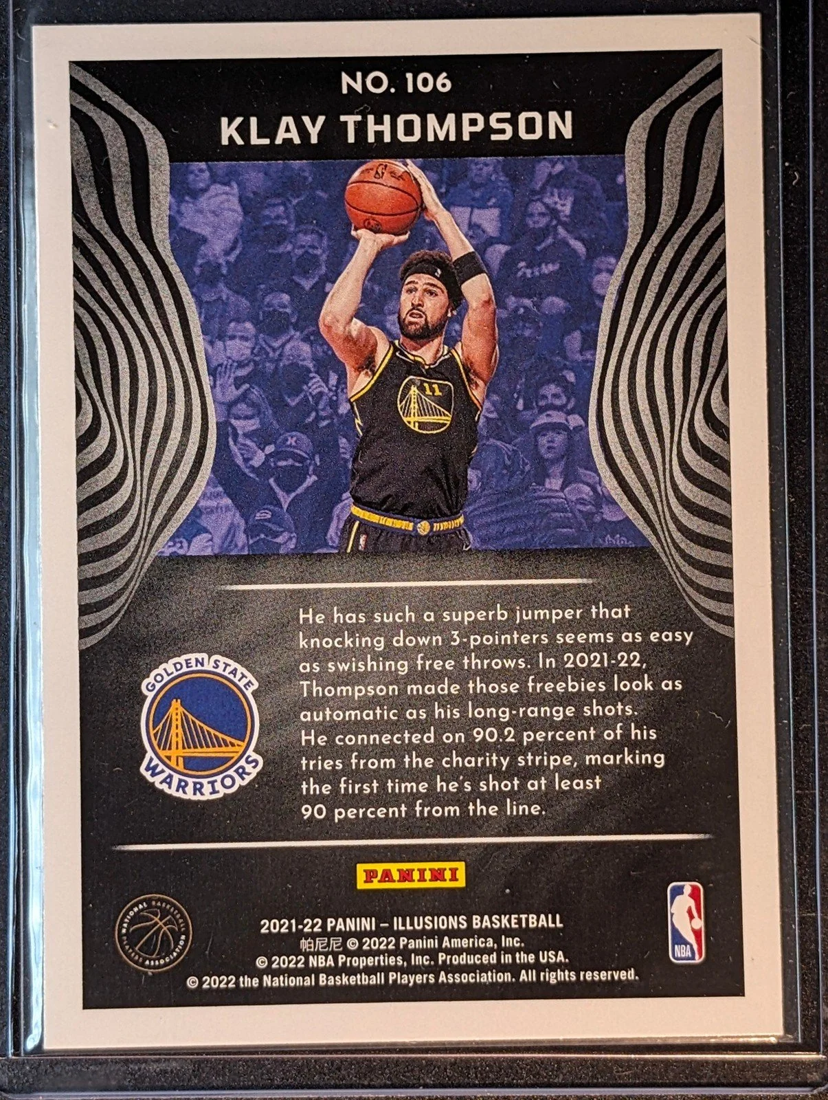 Back of 2021-22 Panini Illusions #106 Klay Thompson