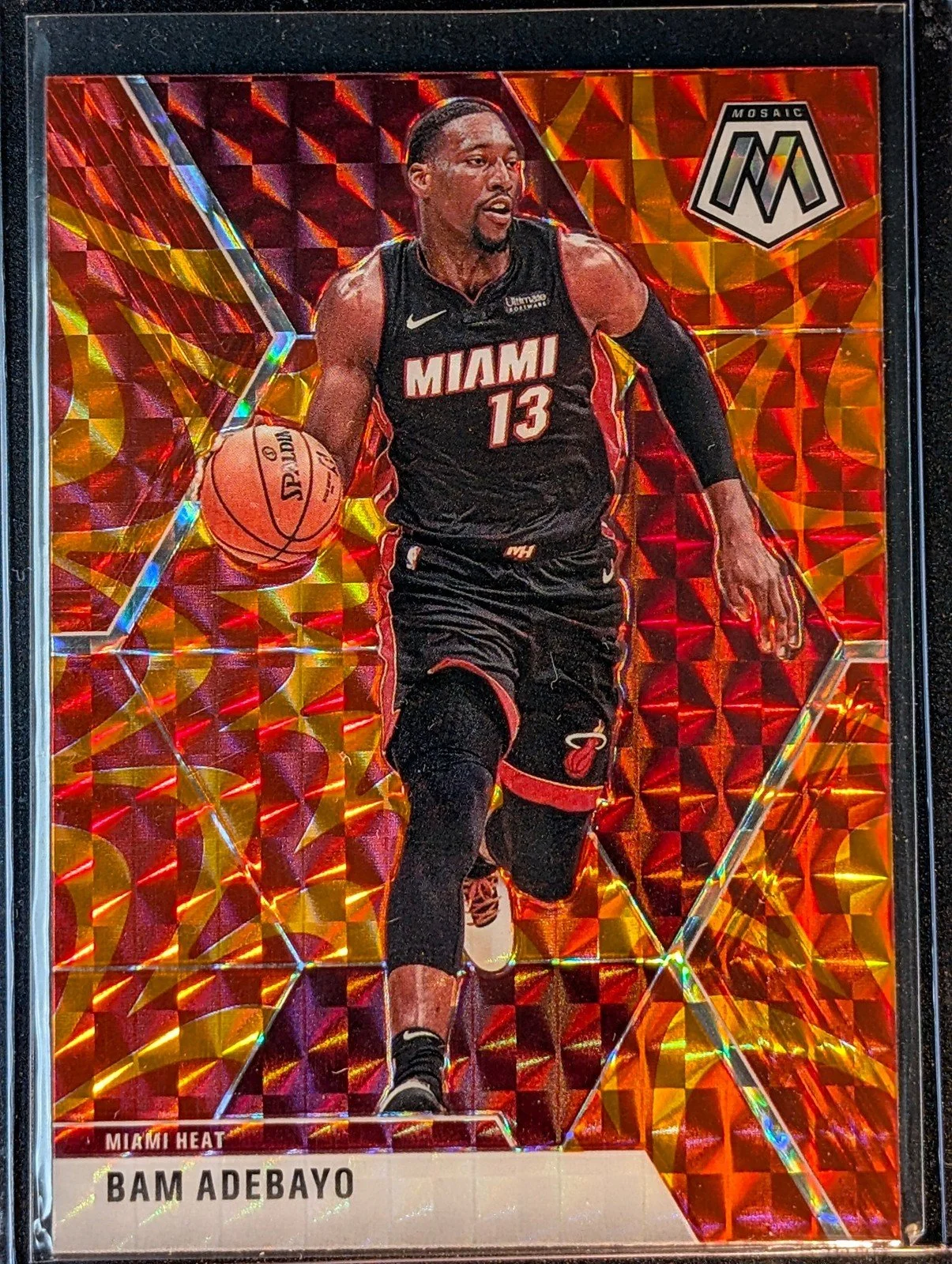Front of 2019-20 Panini Mosaic #150 Bam Adebayo Reactive Orange