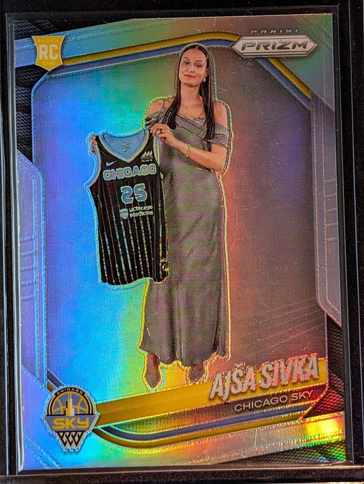 Front of 2025 Panini Prizm WNBA #85 Ajsa Sivka Silver Prizm Rookie